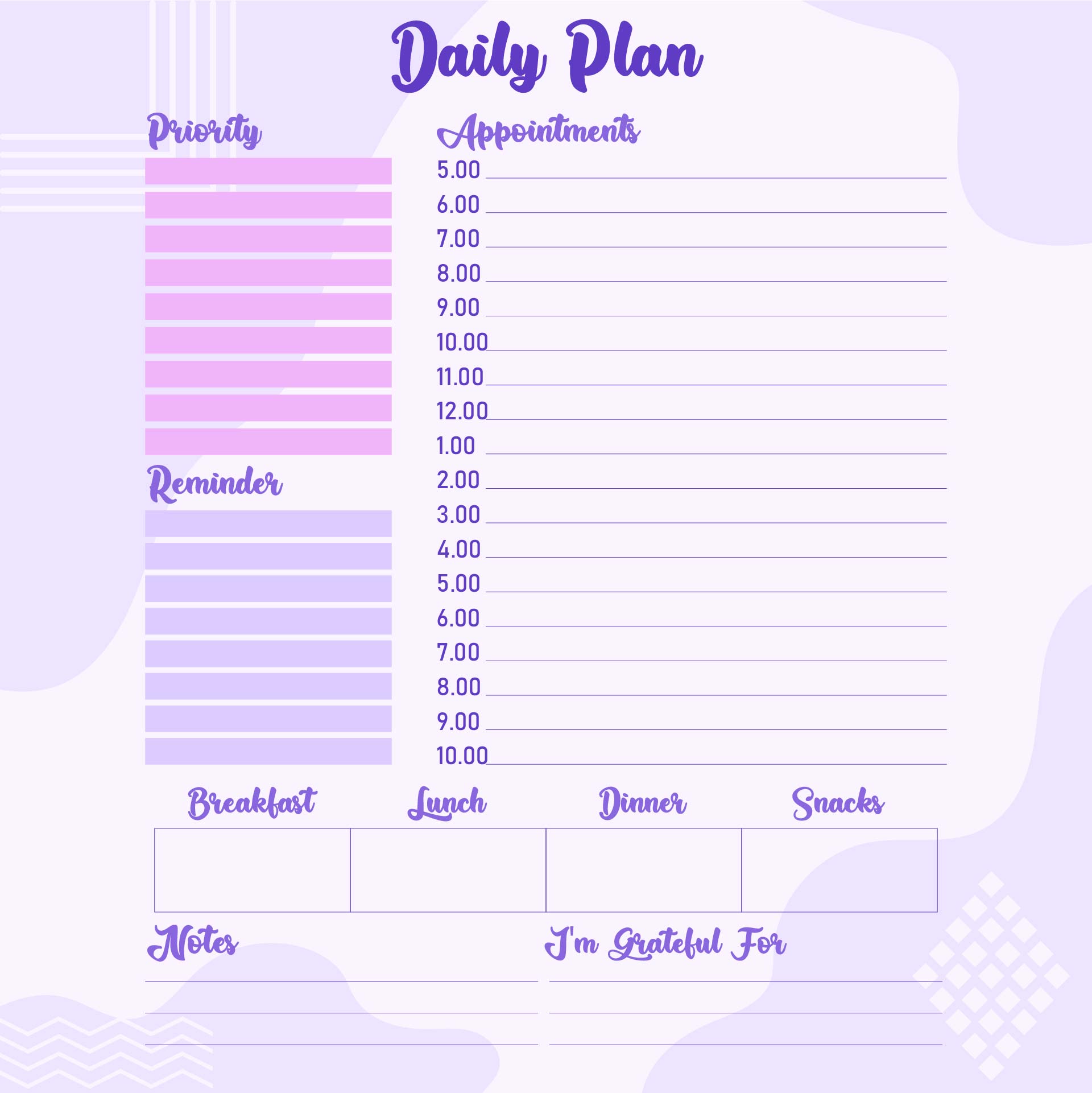 Printable Daily Schedule