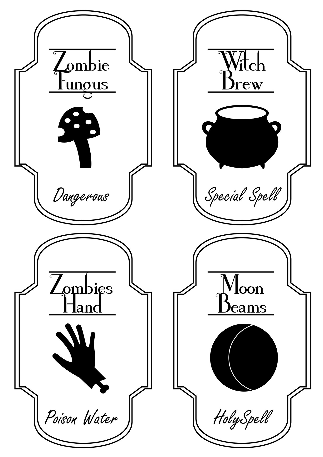 Printable Poison Bottle Labels