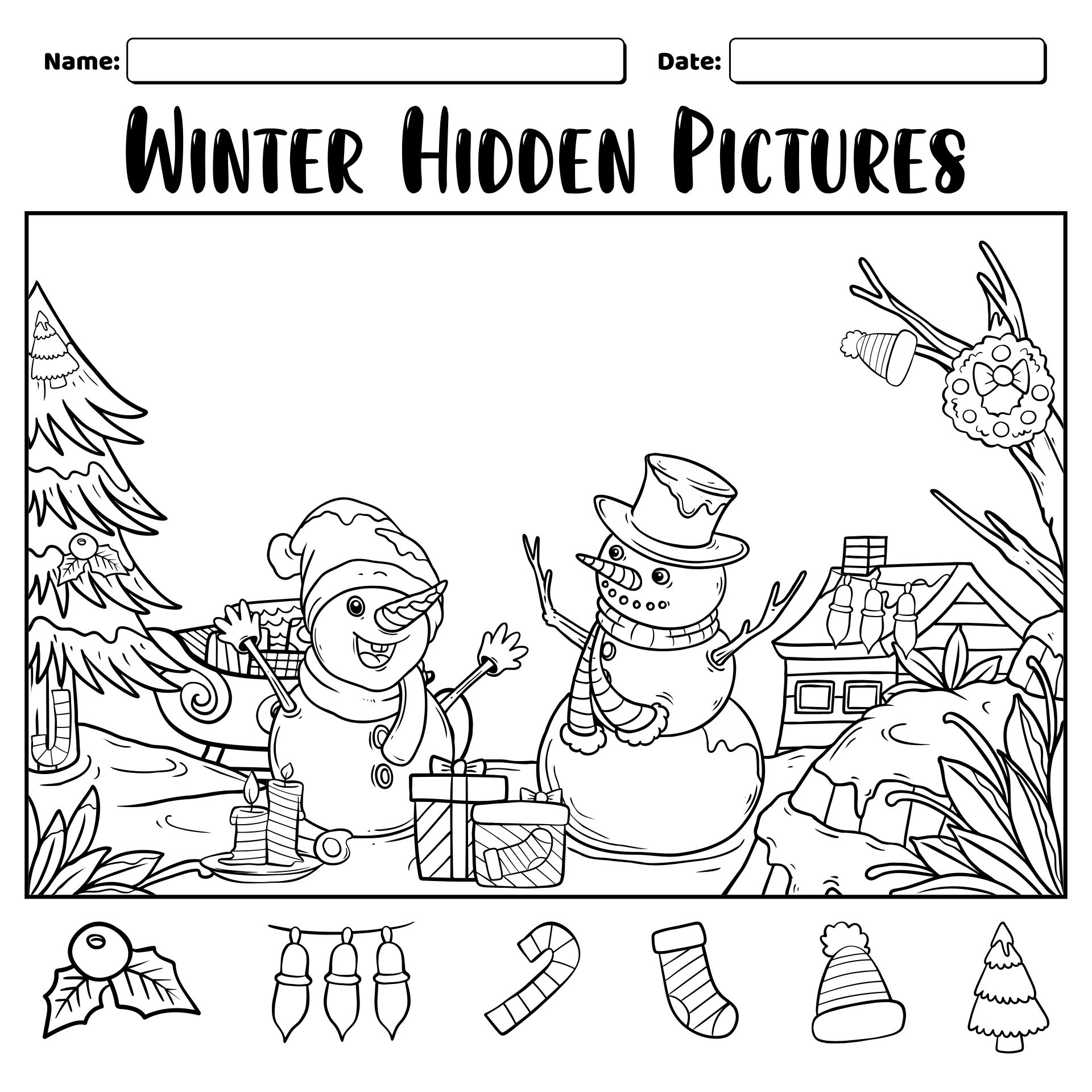 Printable Hidden Pictures Winter