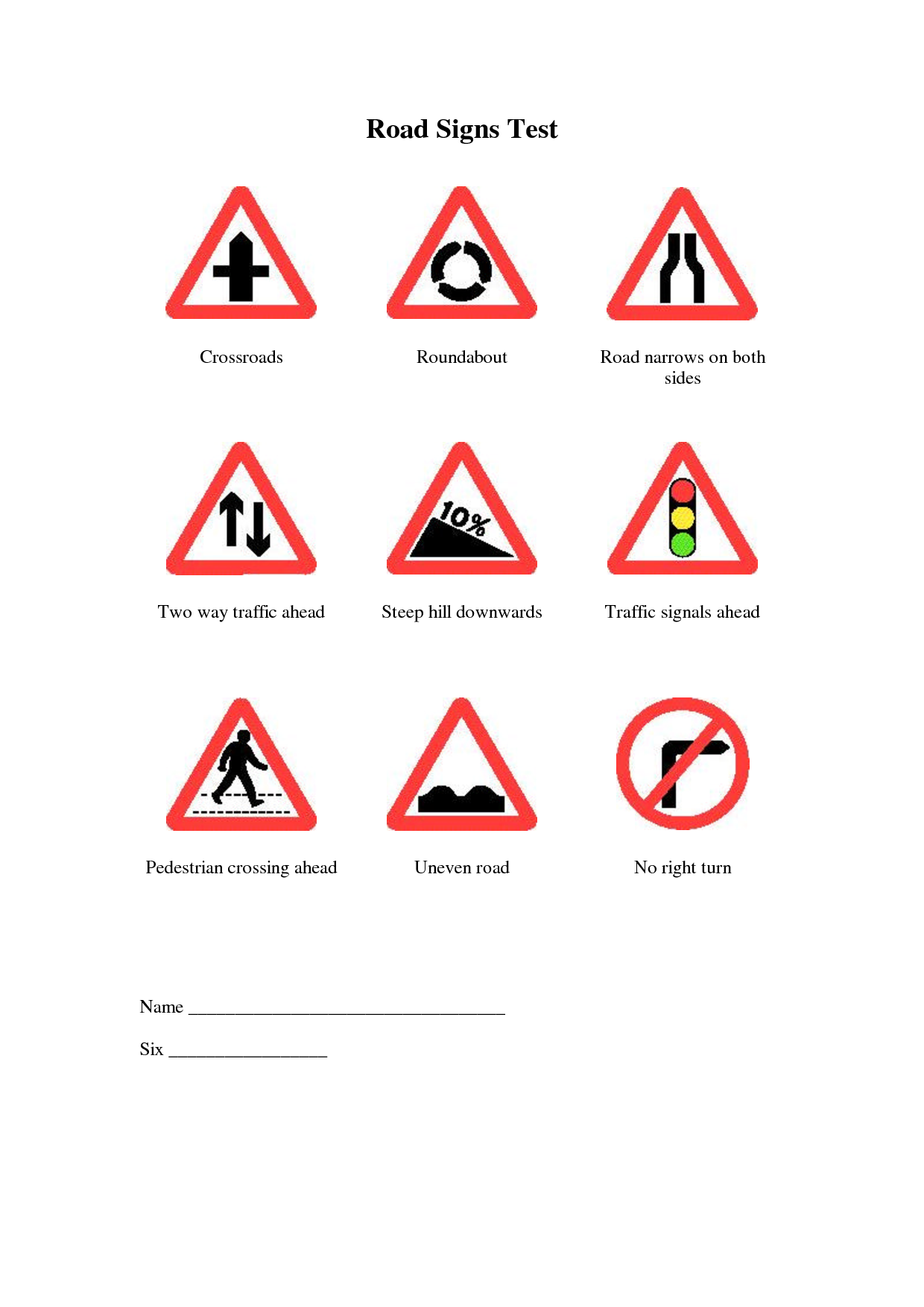 Road Sign Test Form Fill Out And Sign Printable Pdf Template Signnow ...