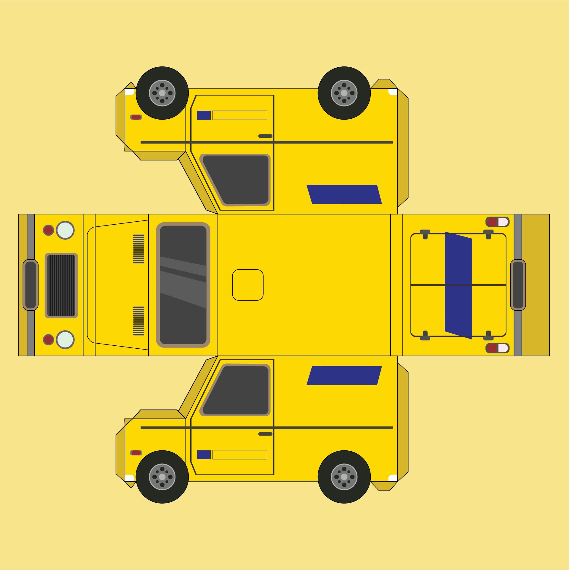 Free Simple Foldable Car Template Printable