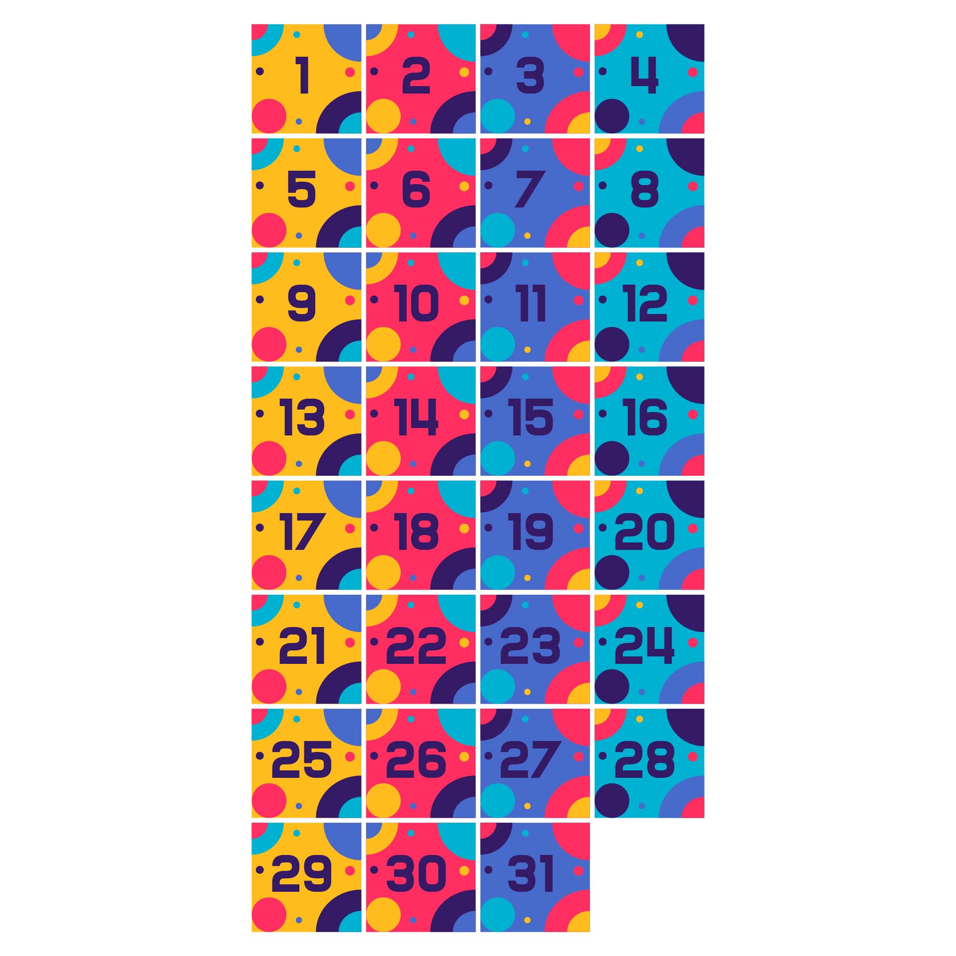 Polka Dot Calendar Numbers