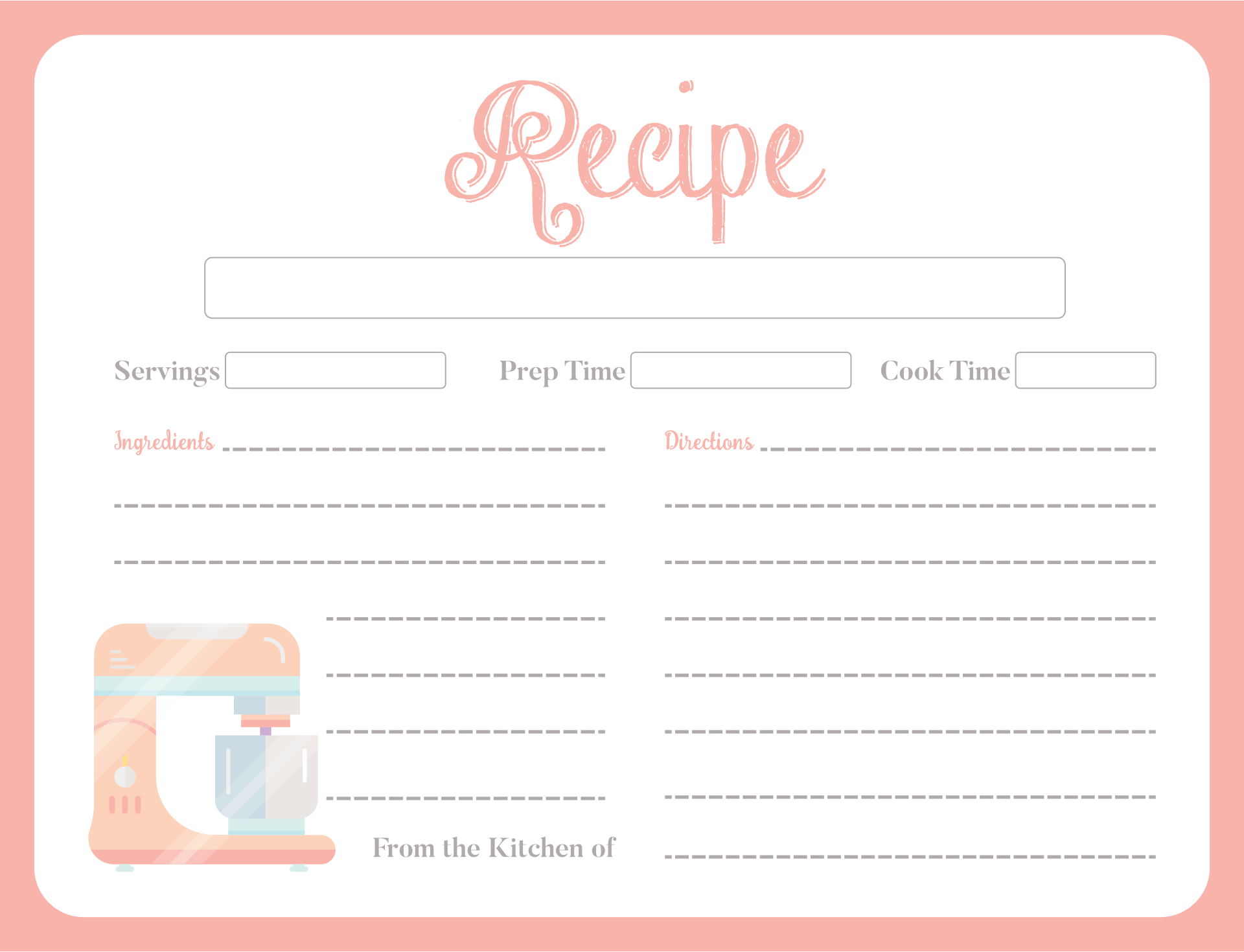 Printable Recipe Card Template