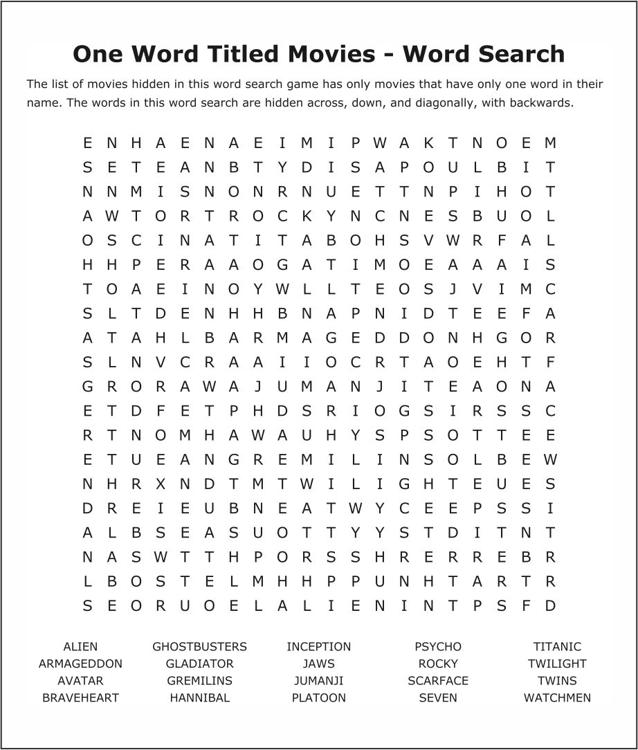 Really Hard Word Search Puzzles
