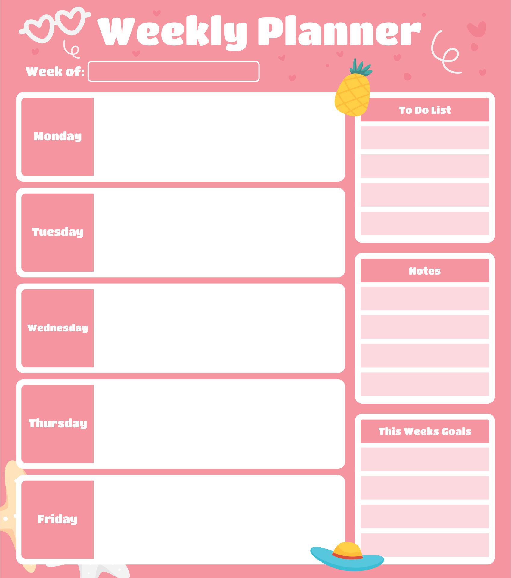 10 best monday through friday planner printable