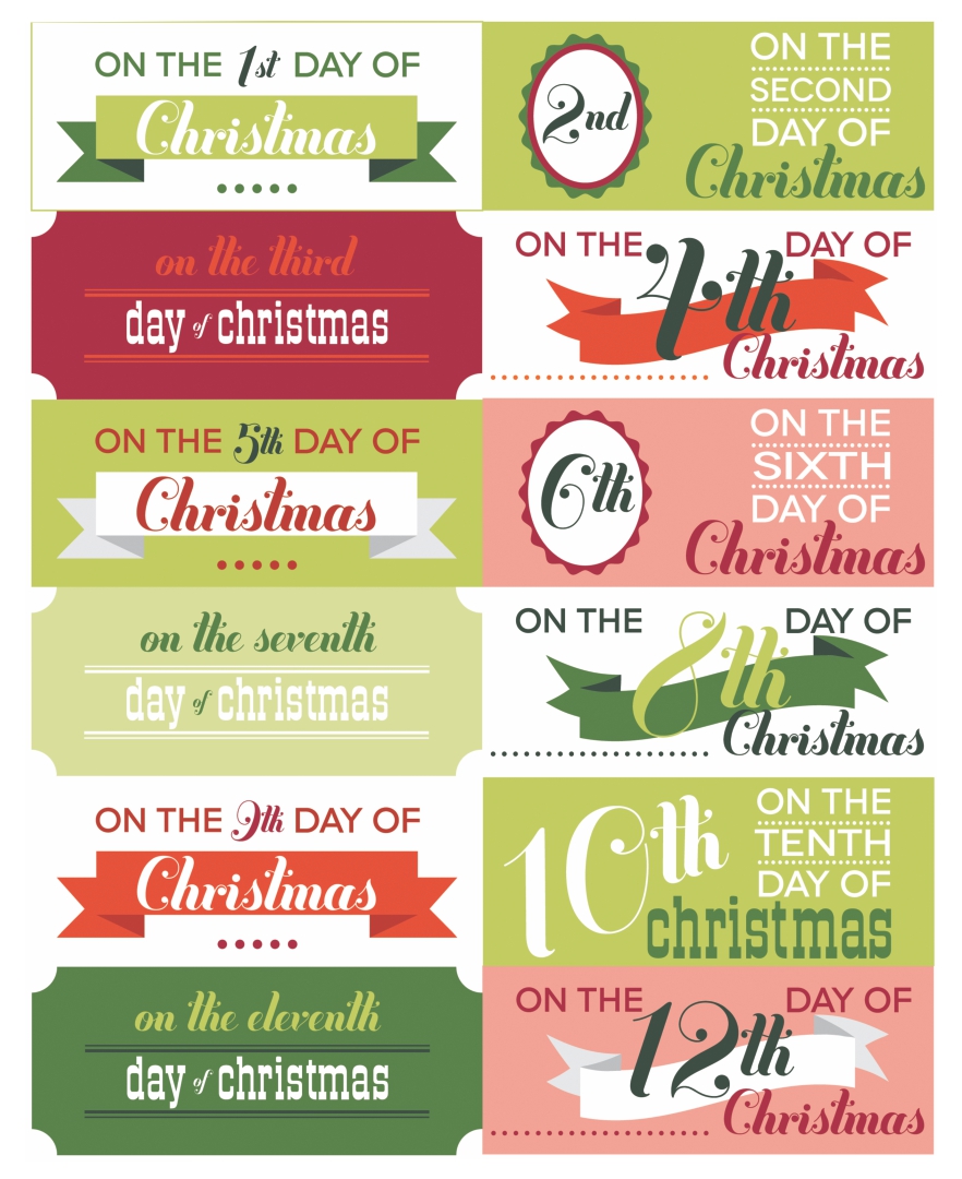 12 Days of Christmas Gift Tags Printable