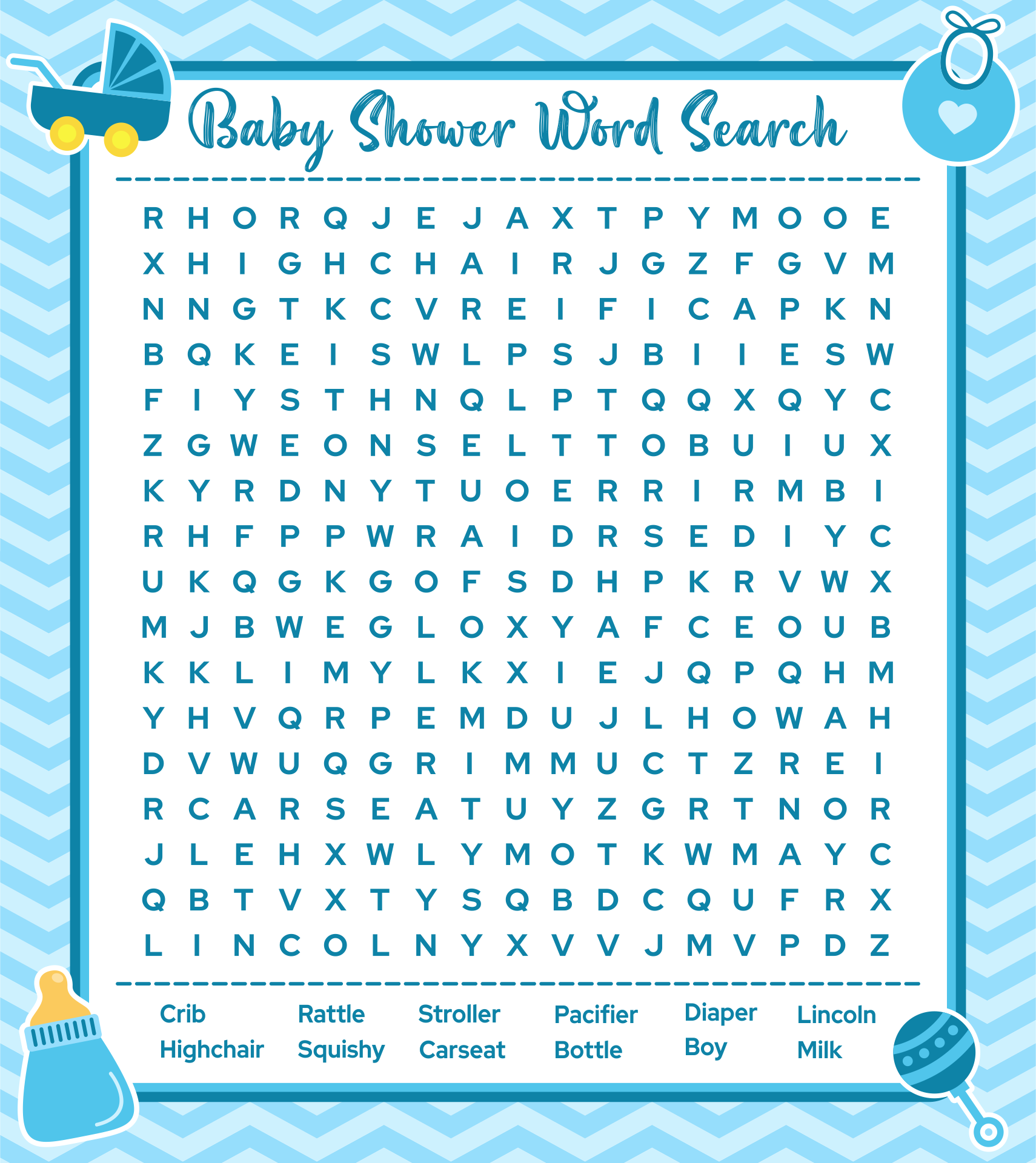 Baby Shower Games Word Search Printable