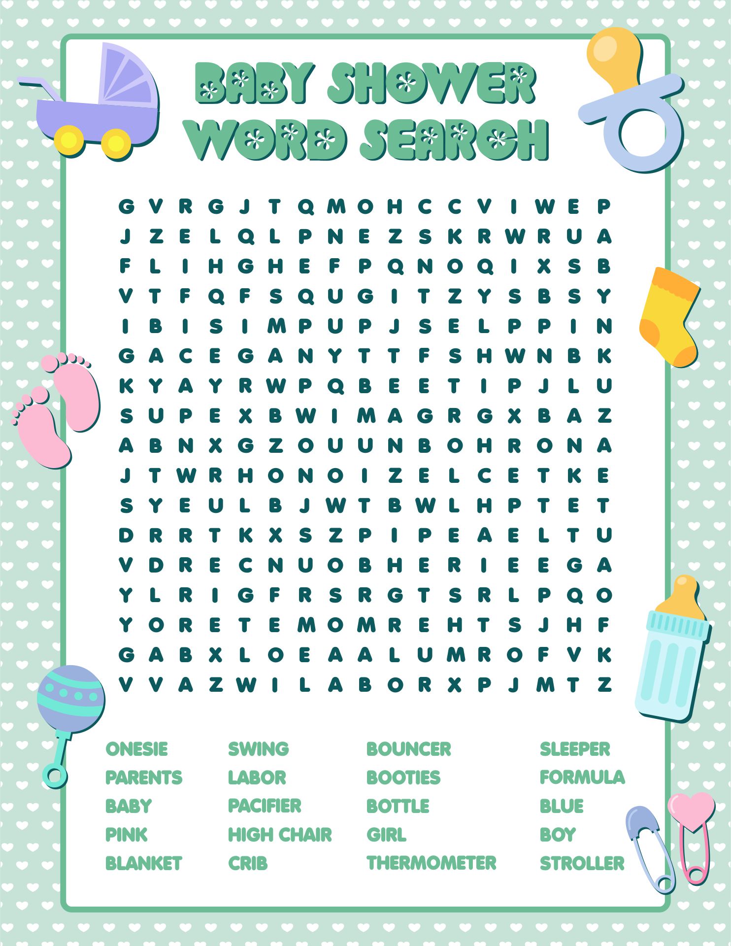 Baby Shower Printable Word Searches