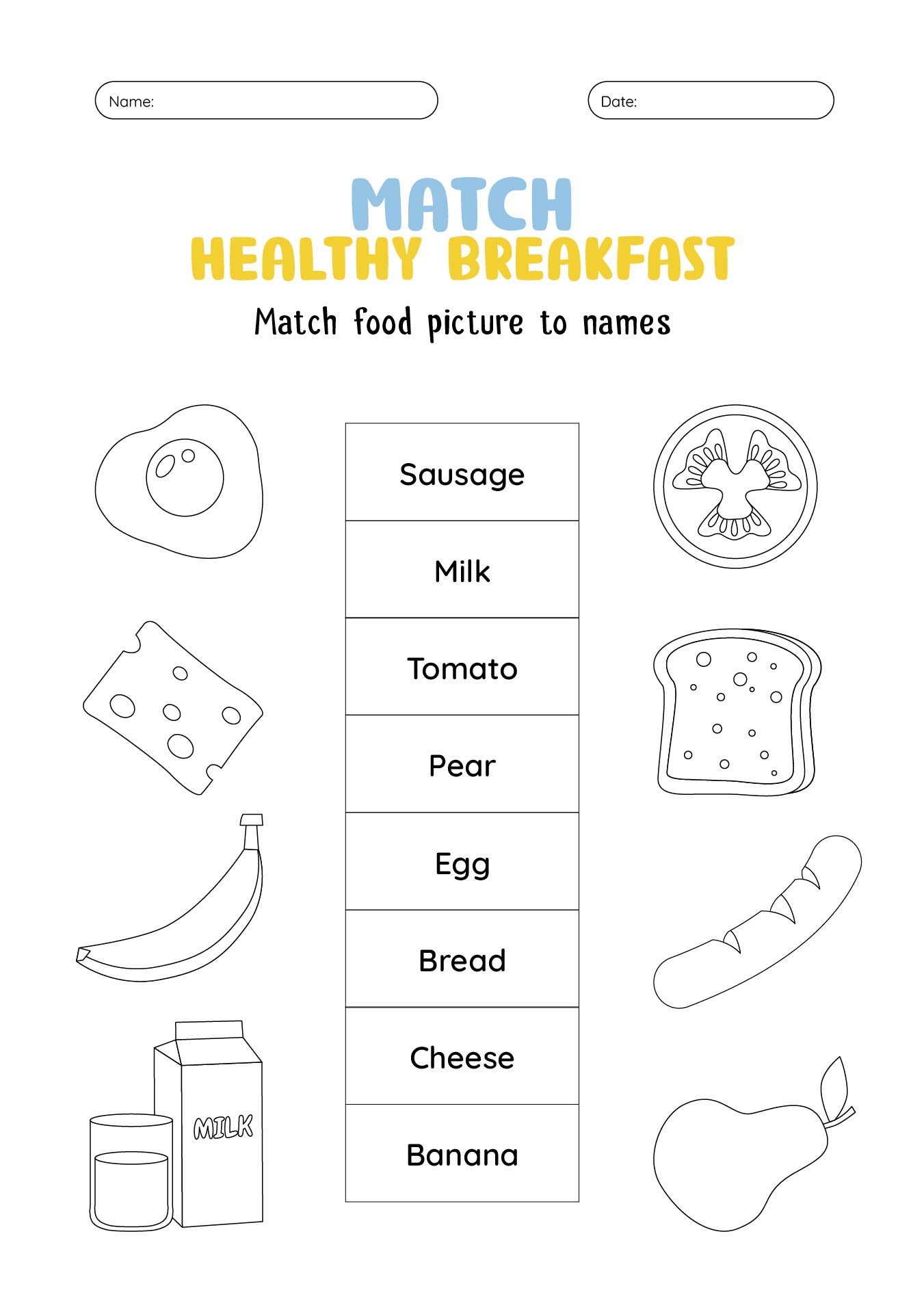 Breakfast Foods Worksheets