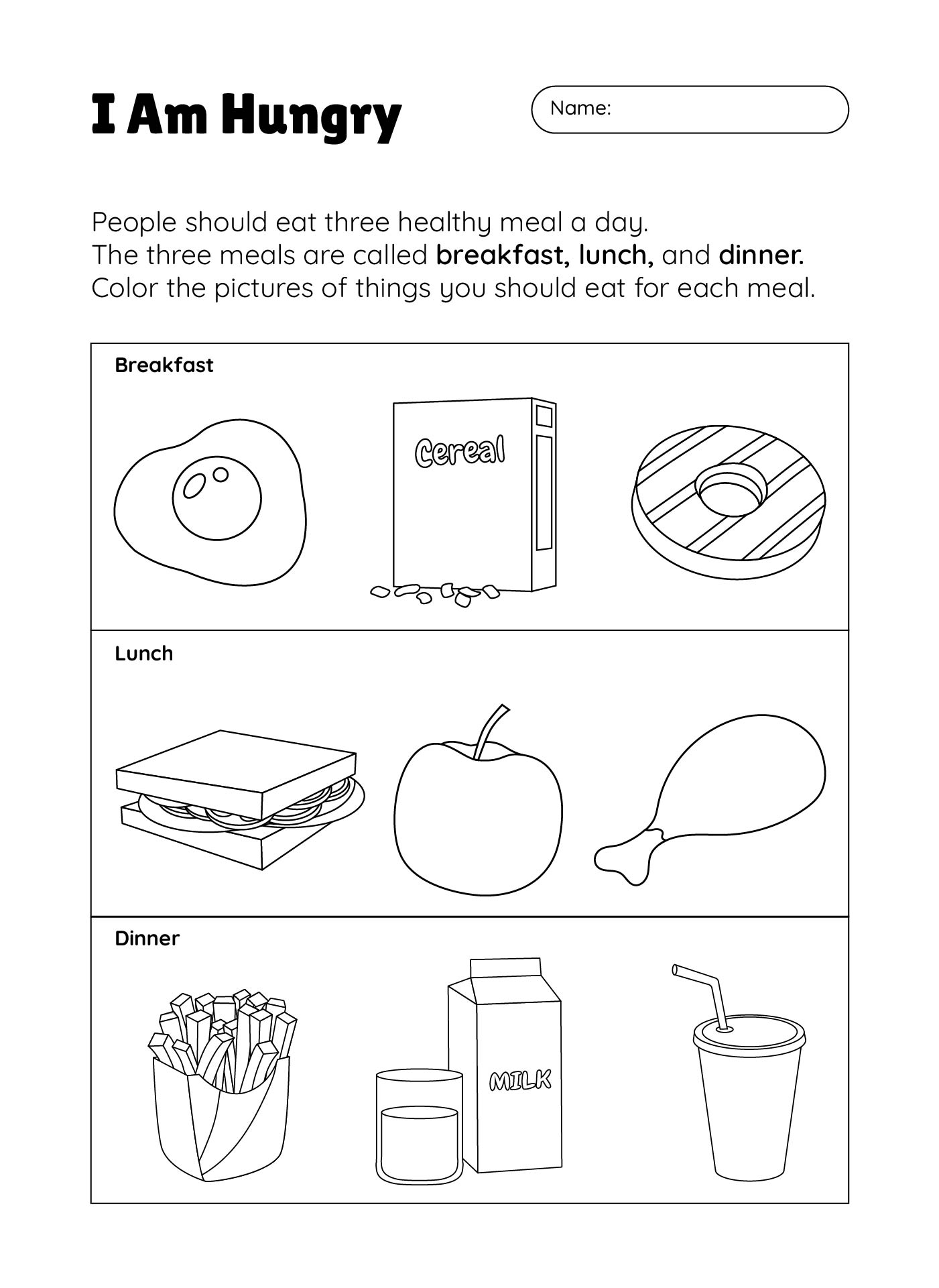 Breakfast Printable Worksheets