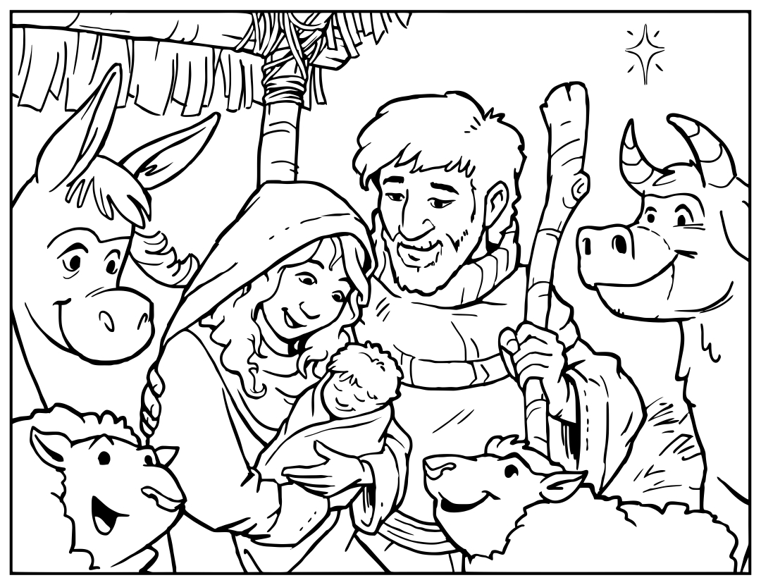Christmas Nativity Scene Coloring Page Printable