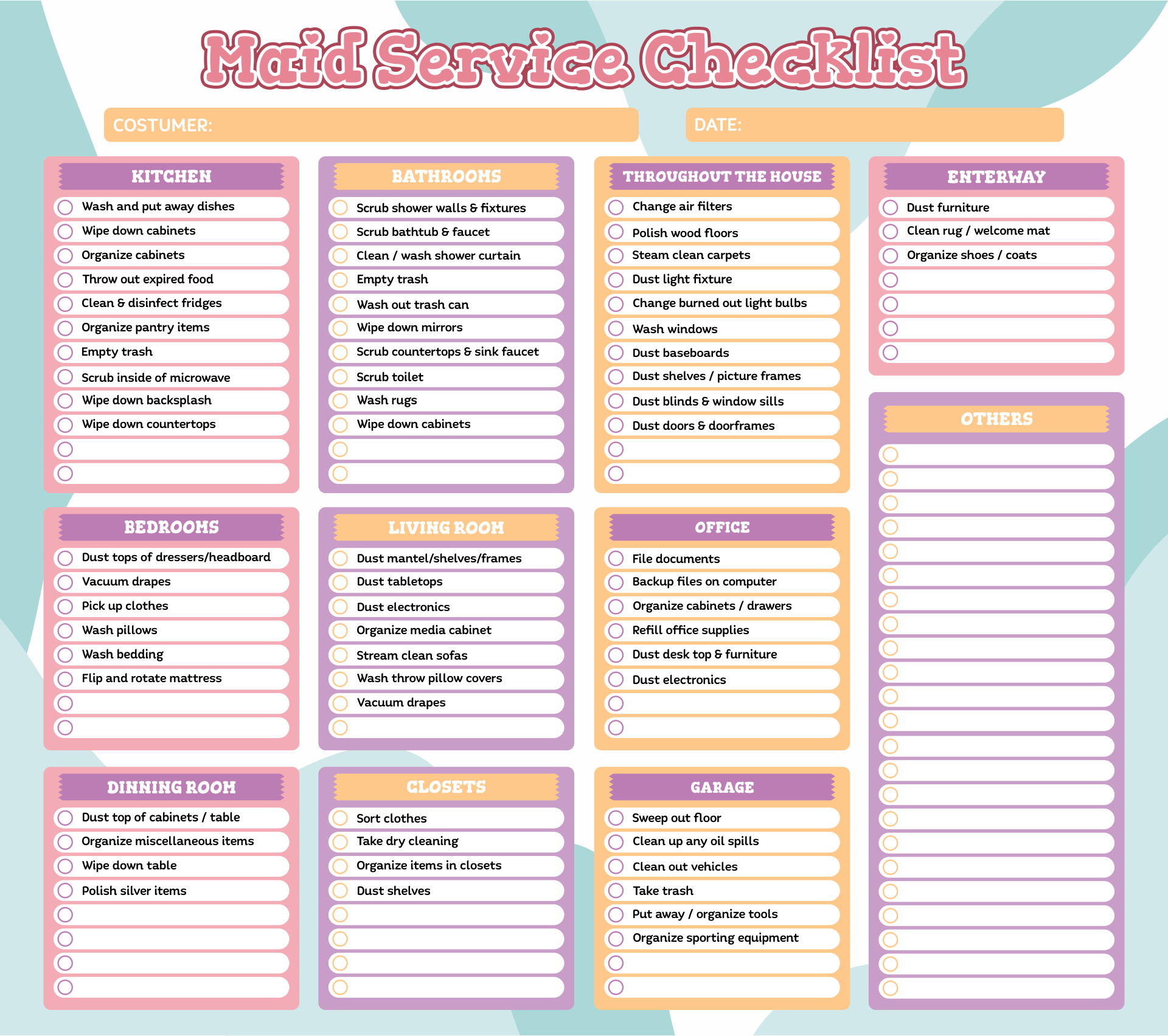Commercial Cleaning Checklist Printable