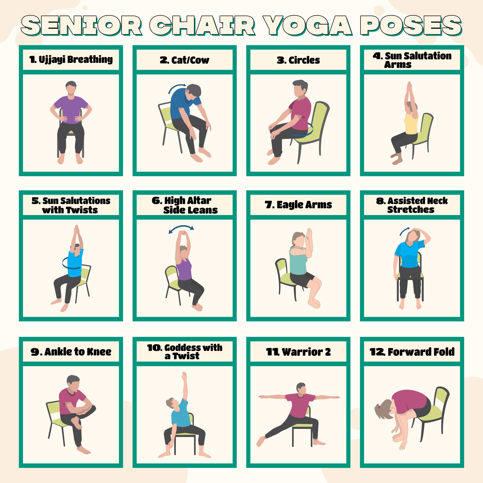 Chair Yoga Poses 10 Free PDF Printables Printablee Chair Yoga Poses 10 Free PDF Printables Printablee