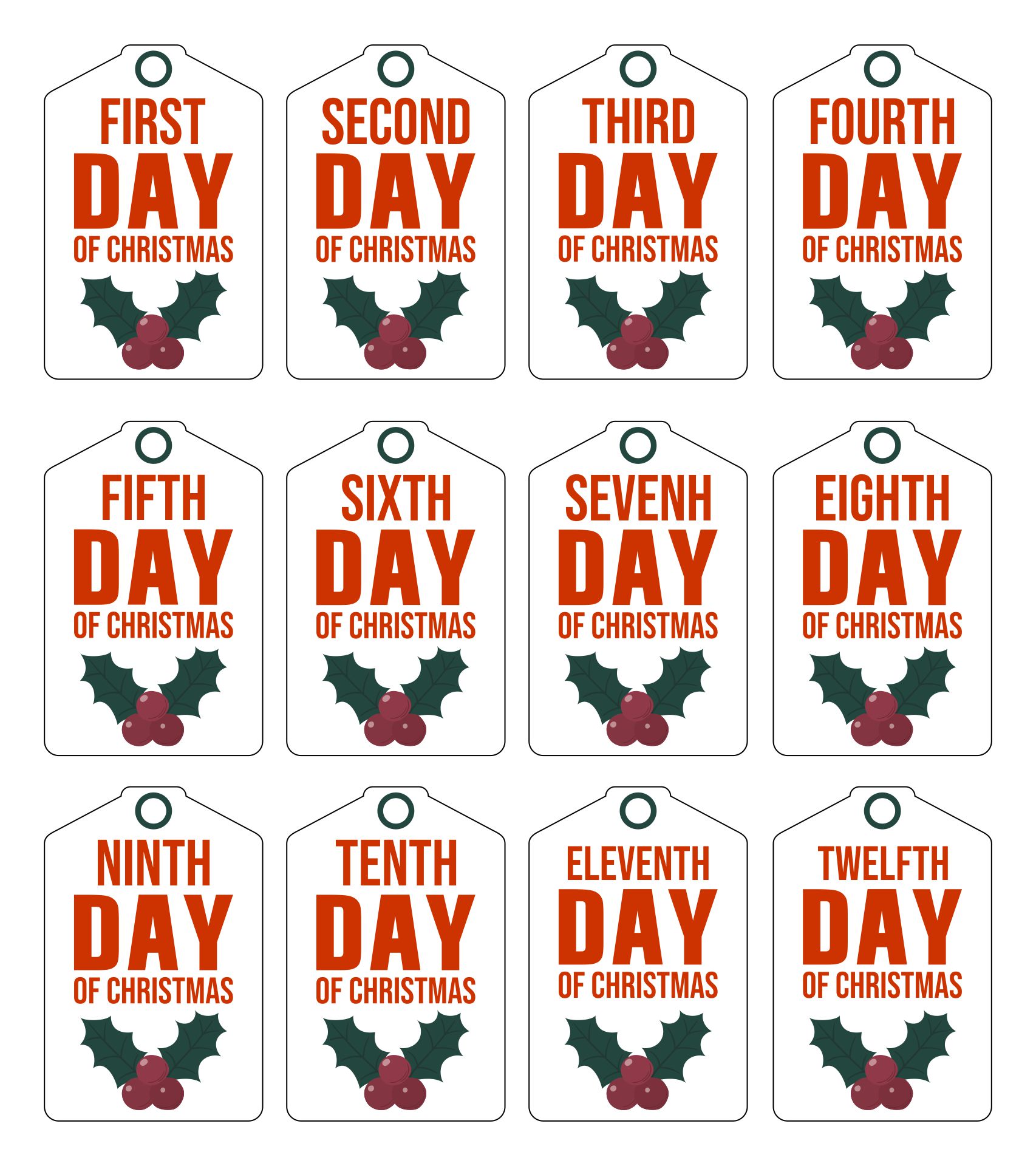 15 Best 12 Days Of Christmas Tags Free Printable Printablee