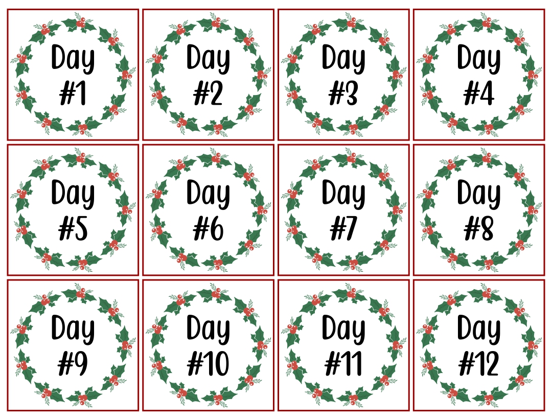 Printable 12 Days of Christmas Tags