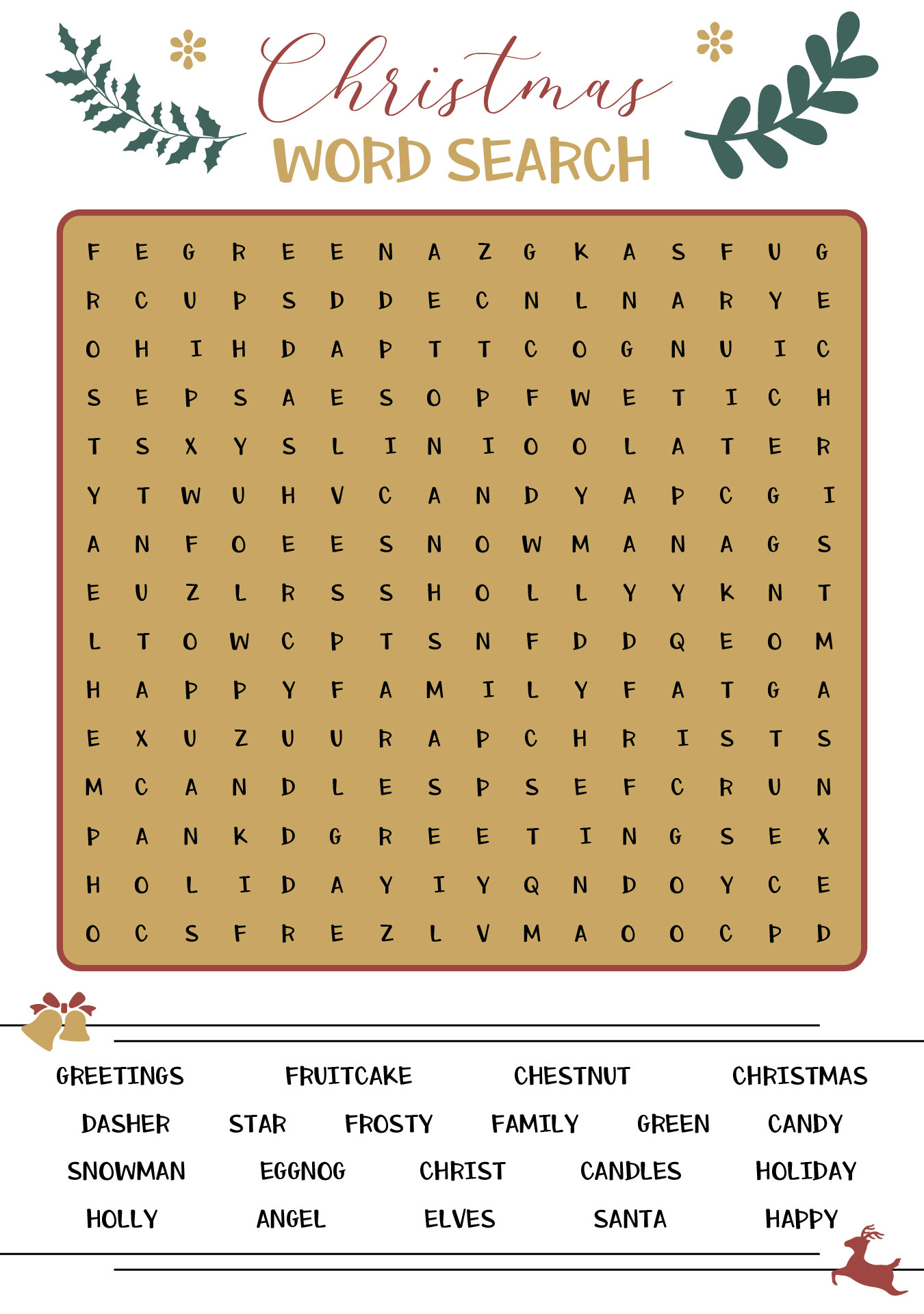 Printable Christmas Word Search Puzzles