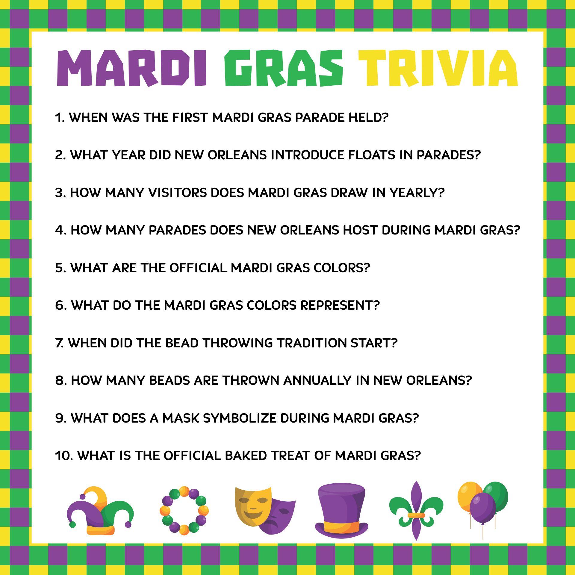 FREE Mardi Gras Party Printables