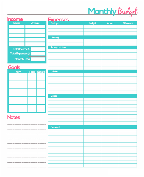 7 Best Images of Monthly Budget Printable Template - Free ...