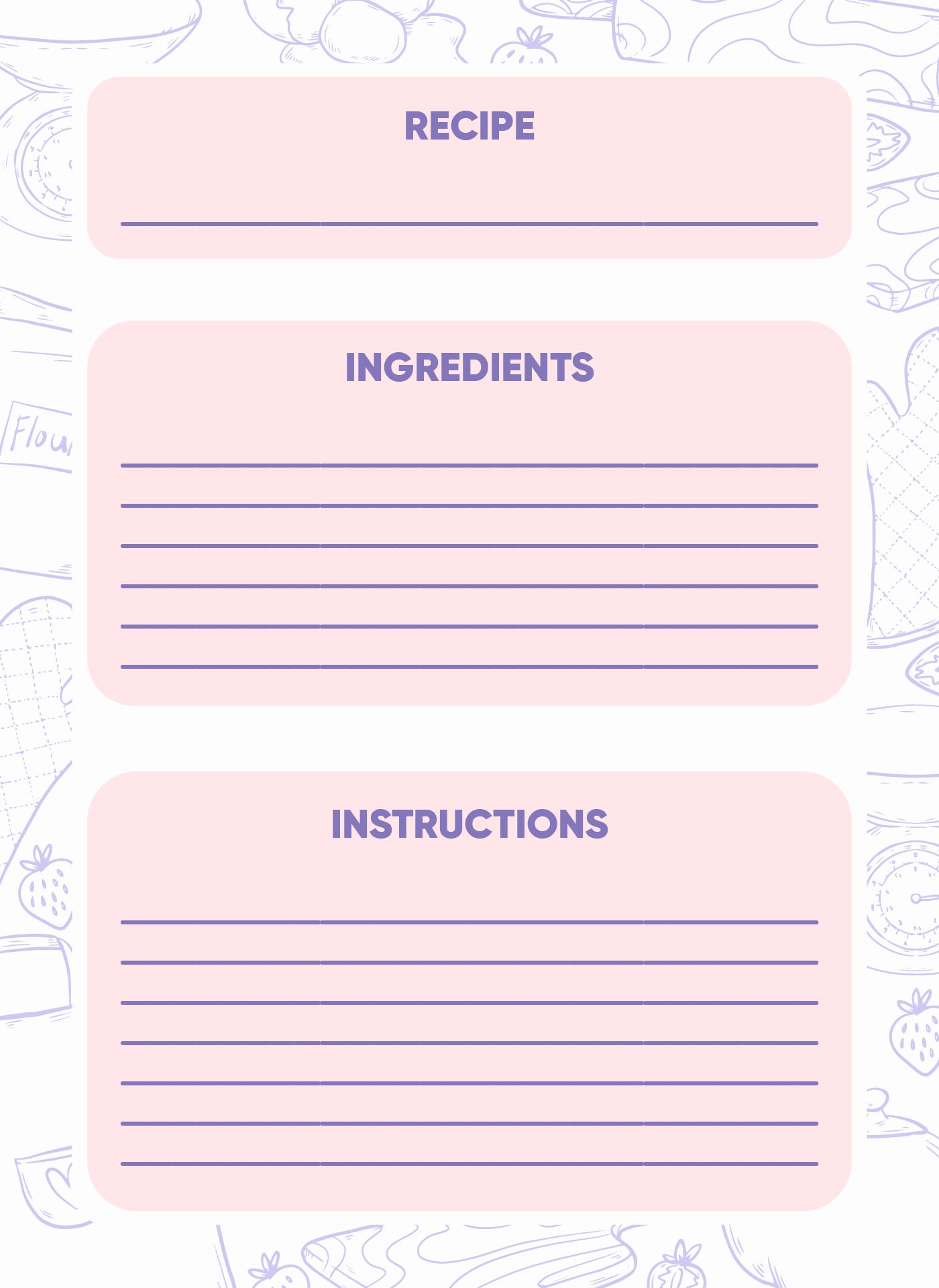 Recipe Pages 8 5X11 10 Free PDF Printables Printablee