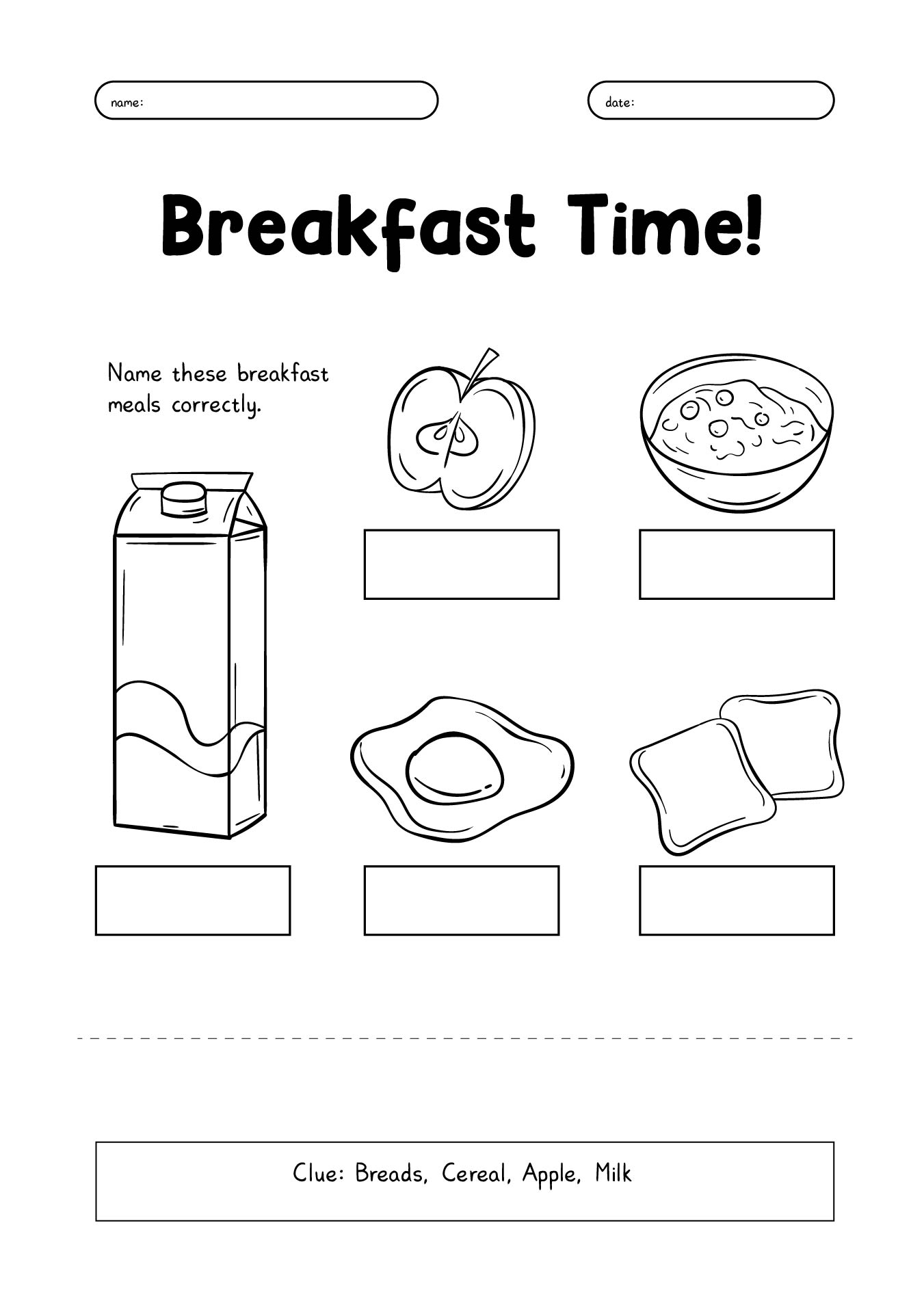 7 Best Breakfast Worksheets Printable - printablee.com