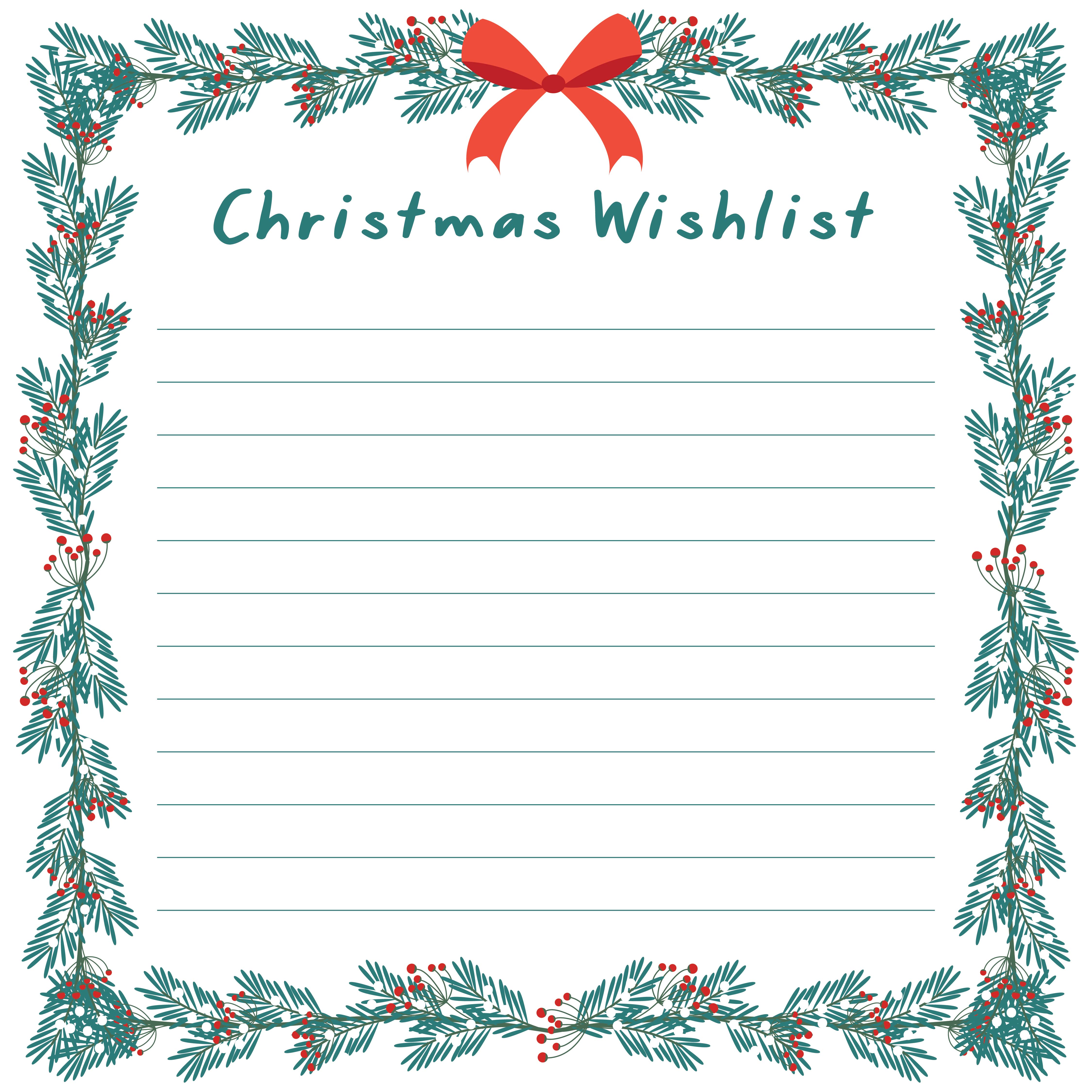 7 Best Christmas Wish List Paper Printable Printablee