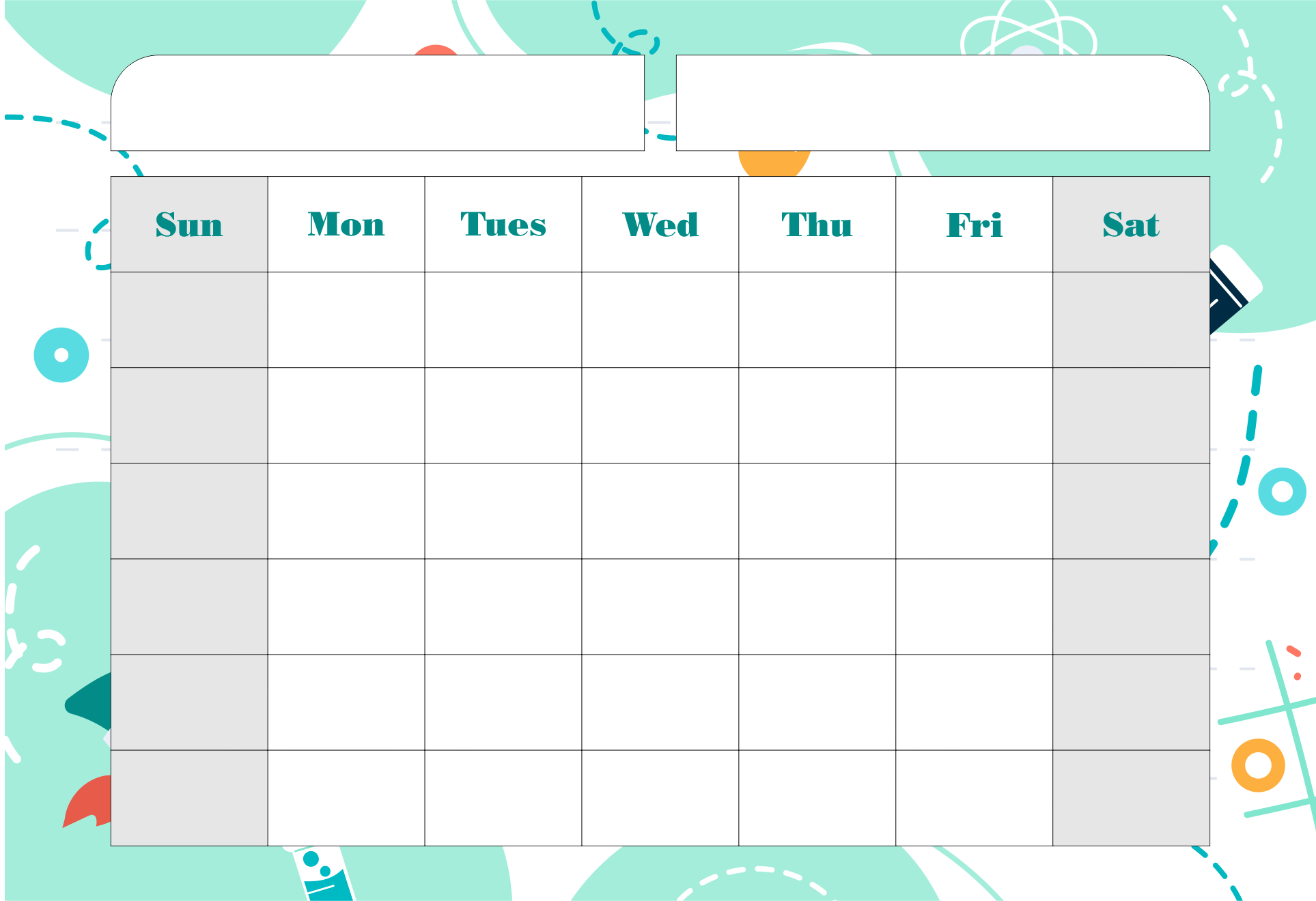 Kindergarten Monthly Calendar Printable