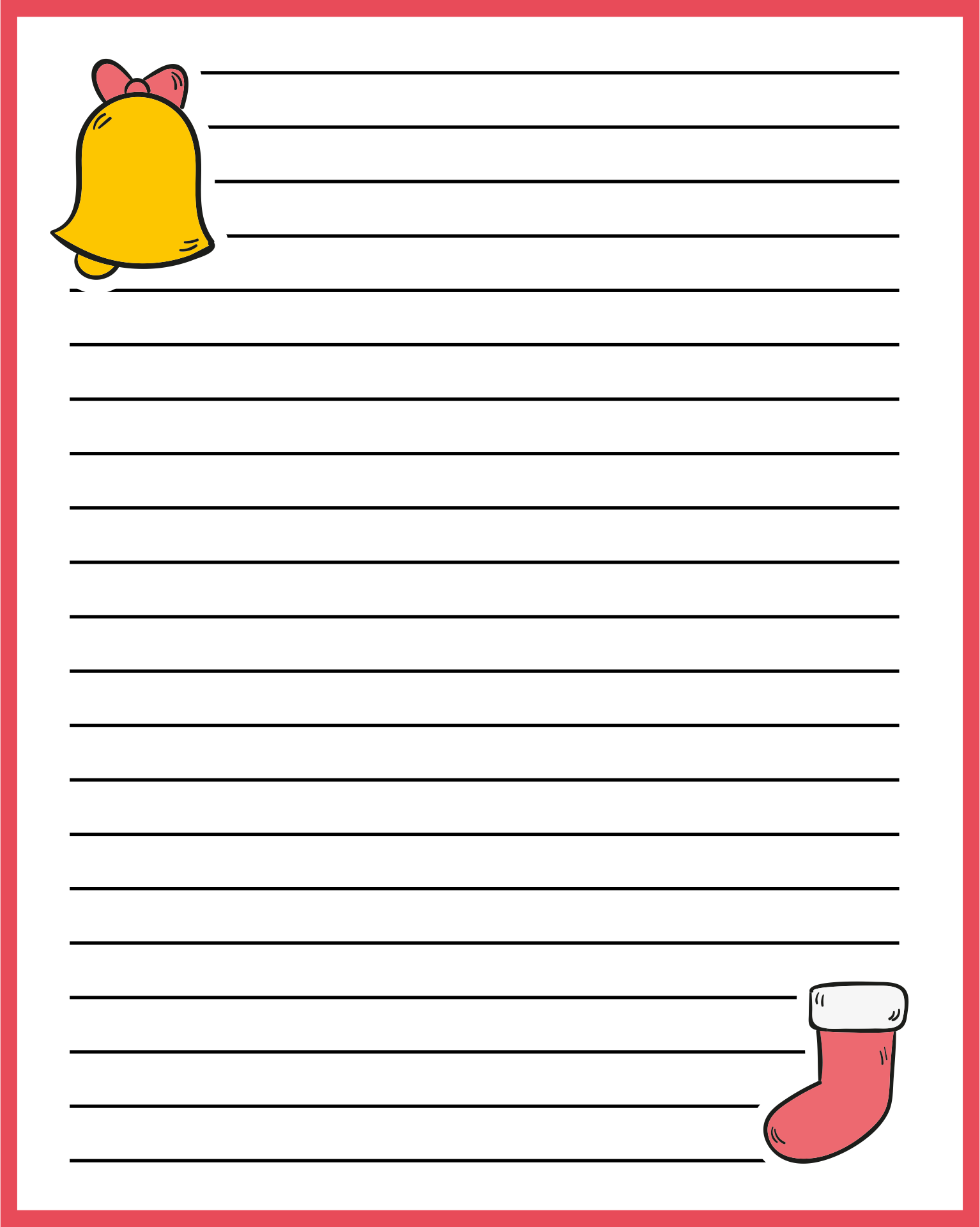 Christmas Lined Paper Free Printable