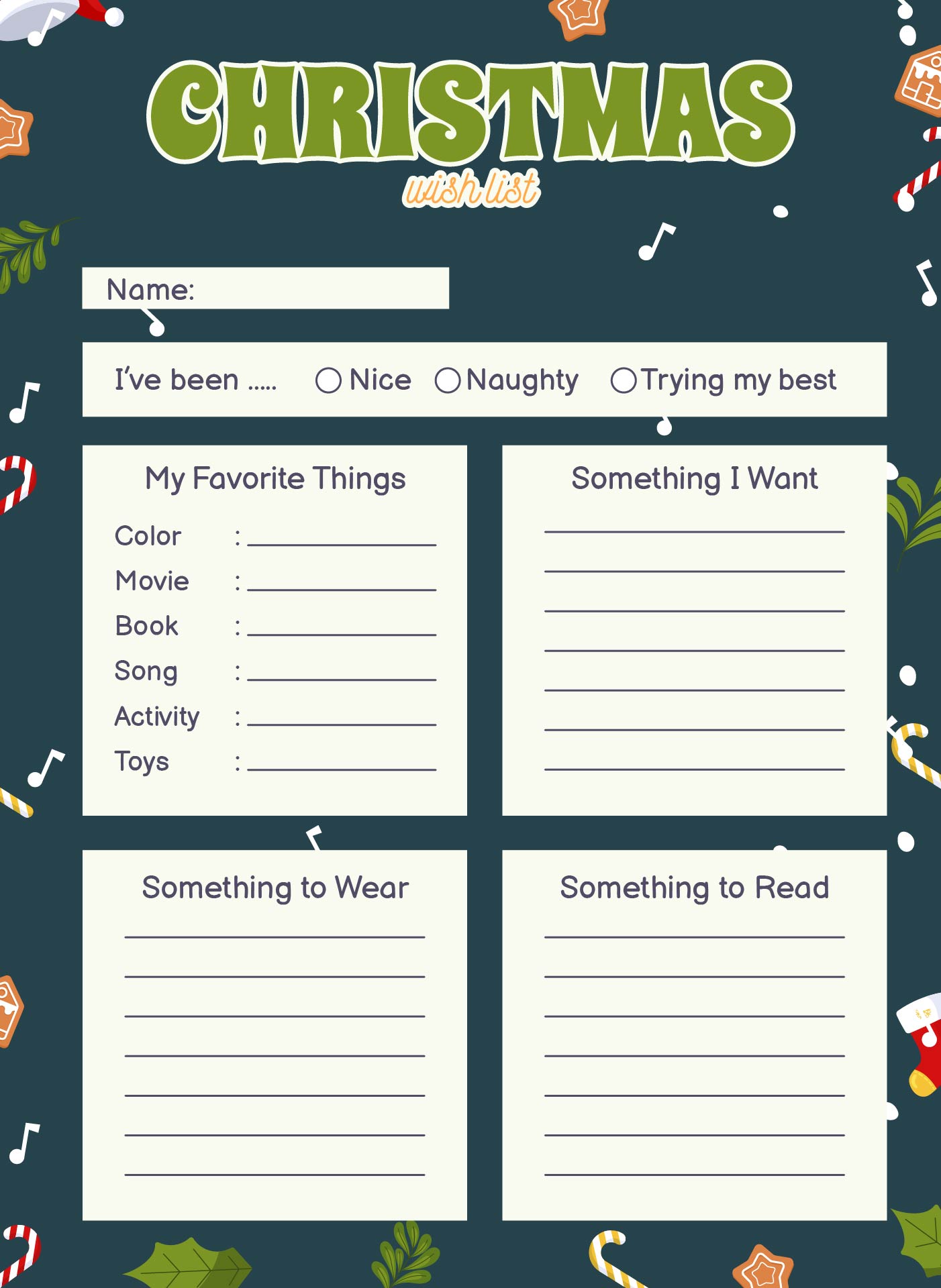 Christmas Wish List Paper 11 Free PDF Printables Printablee