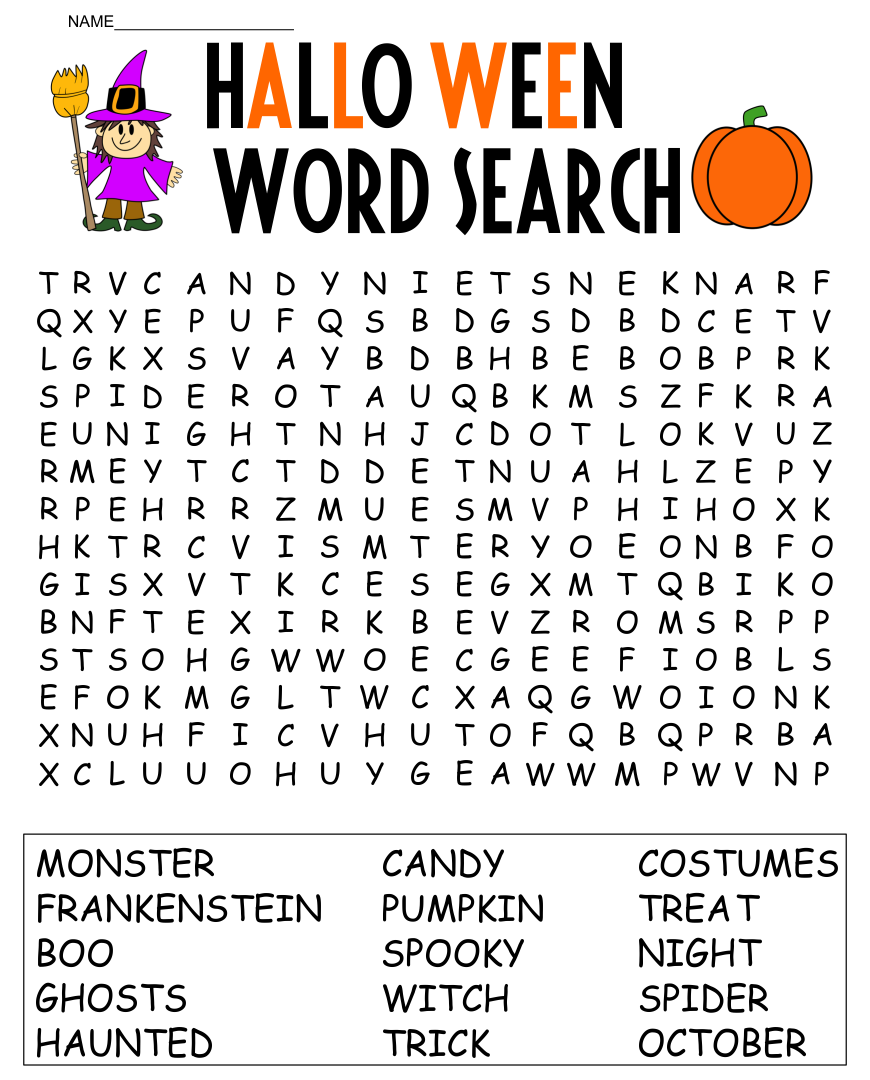 Halloween Puzzles Printable - Printable Word Searches