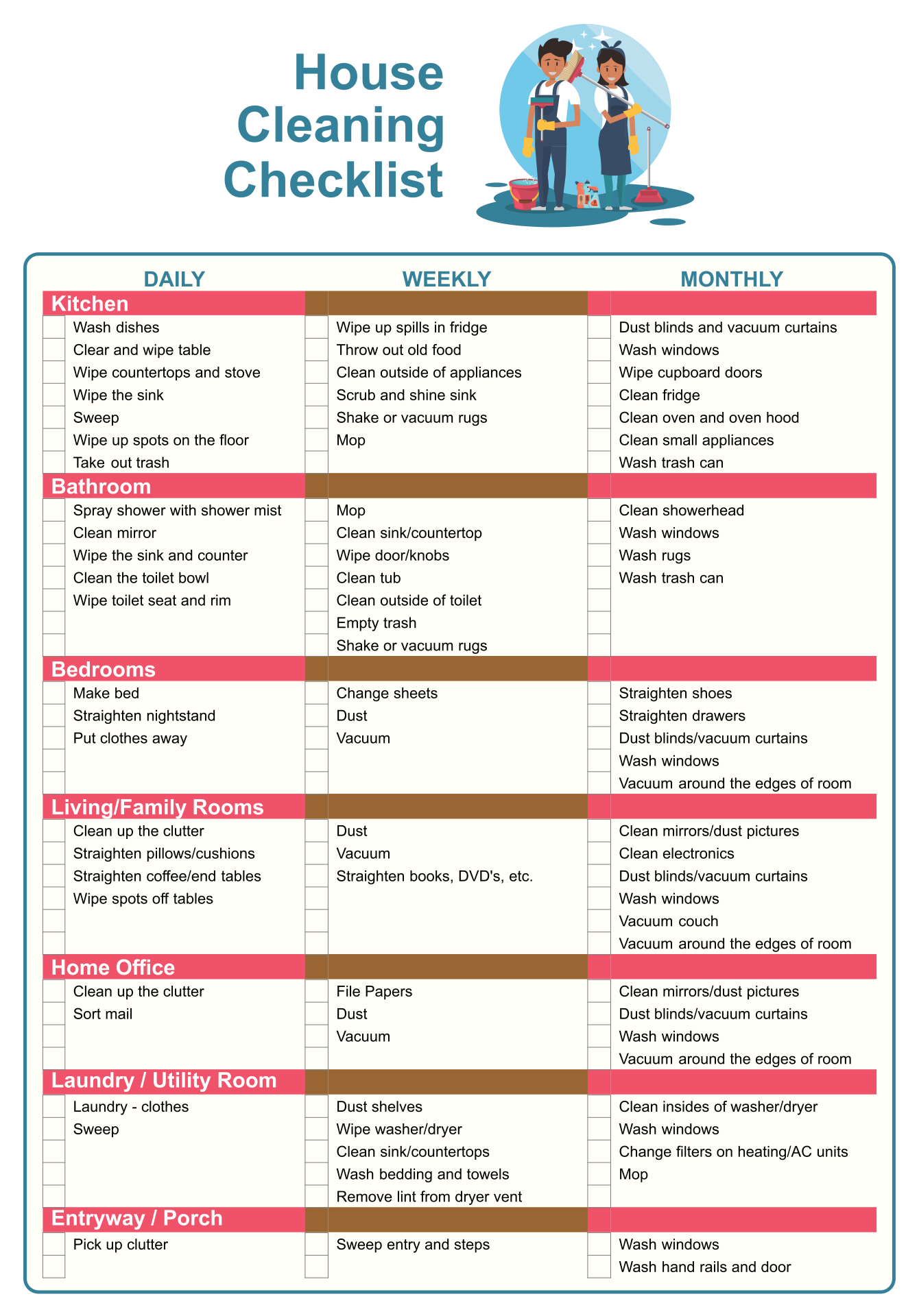 Maid Cleaning Checklist