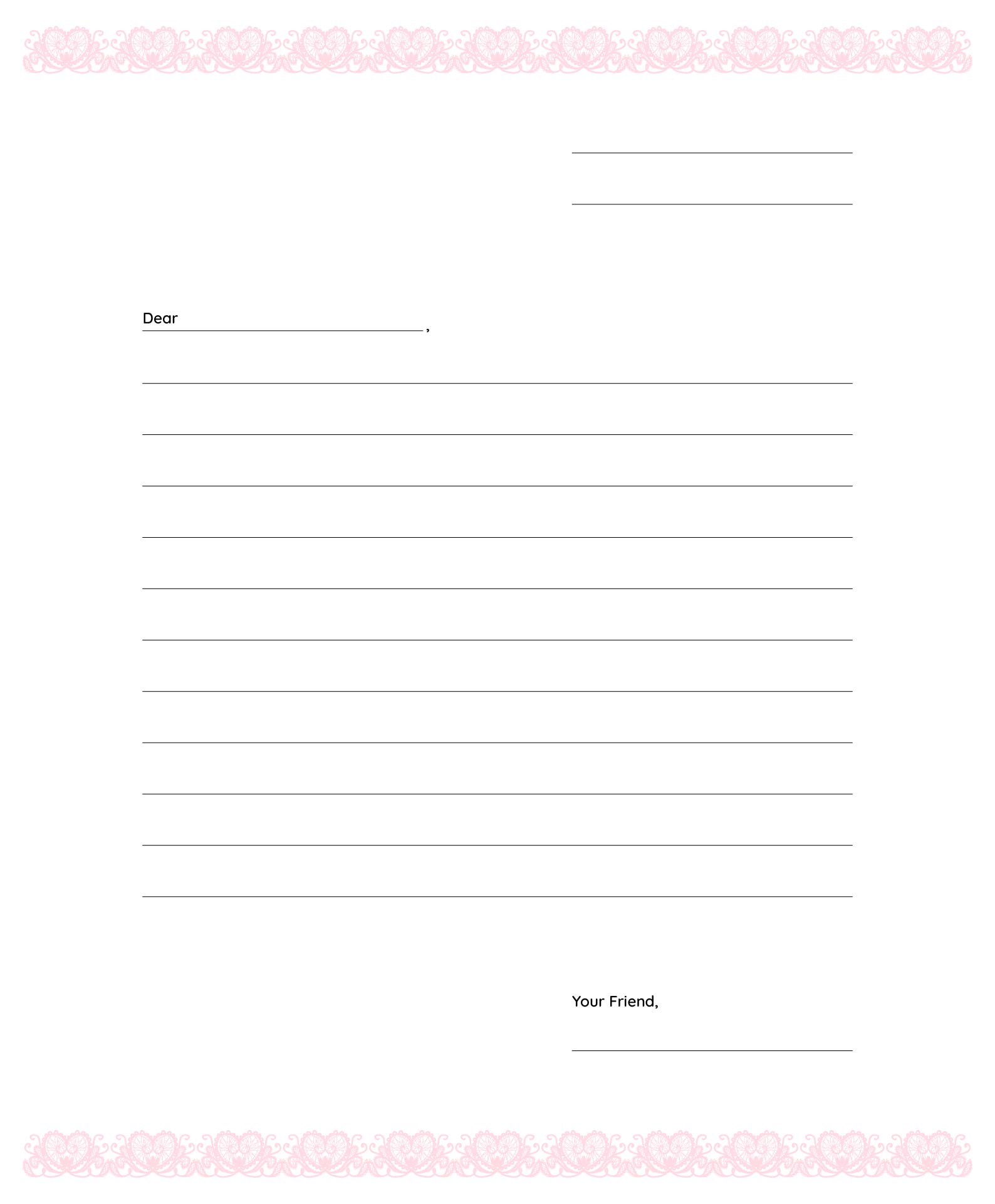 Writing Friendly Letter Template