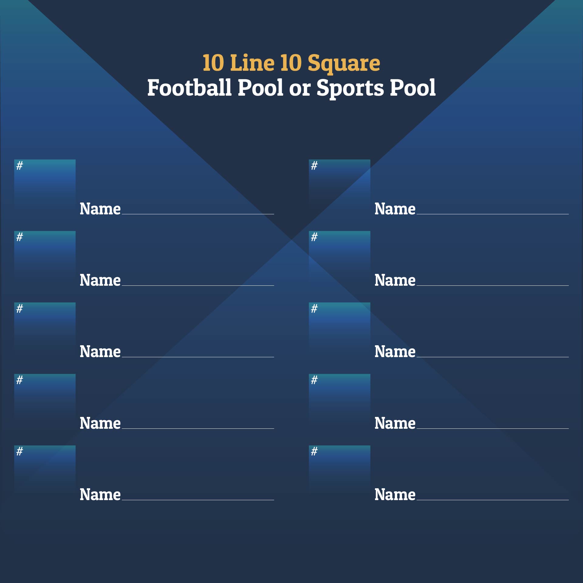 10 Square Football Pool Template