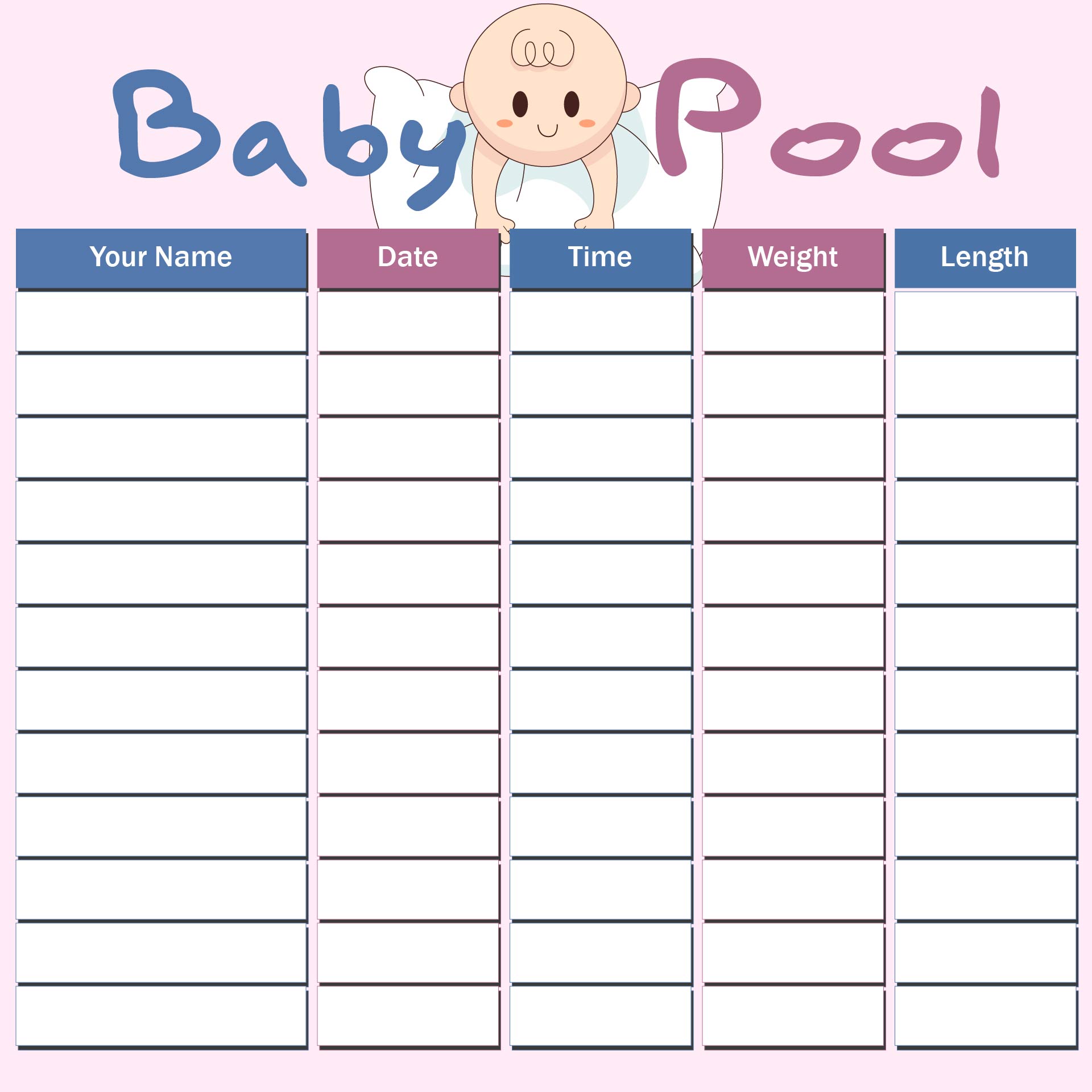 Baby Pool Template Excel 10 Free PDF Printables Printablee