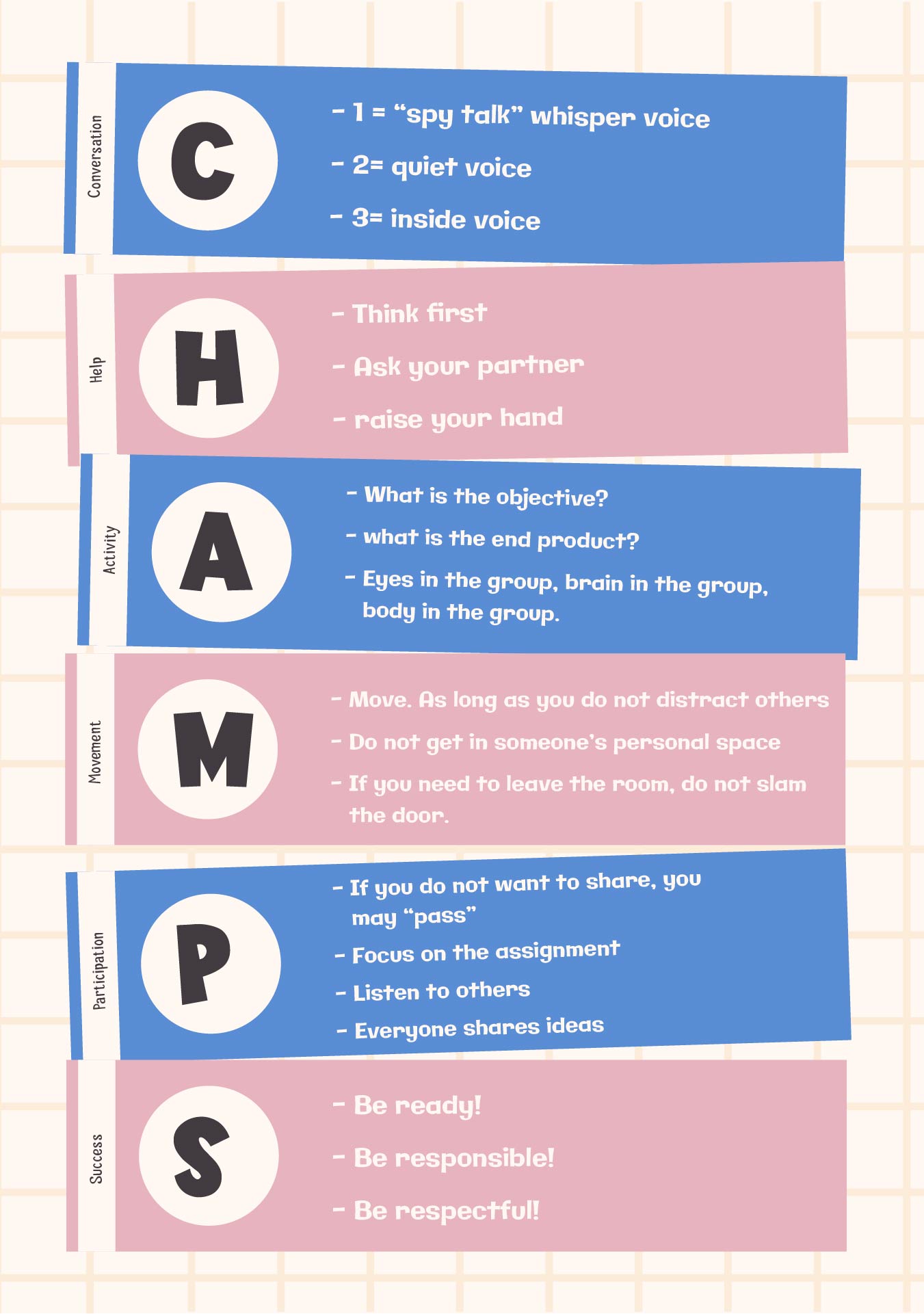 Champs Classroom Management Signs