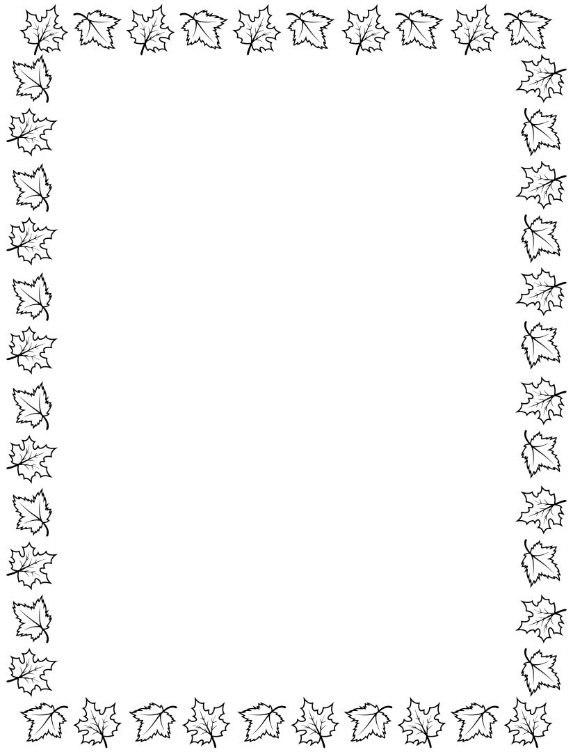 Fall Leaves Border Coloring Pages Printable