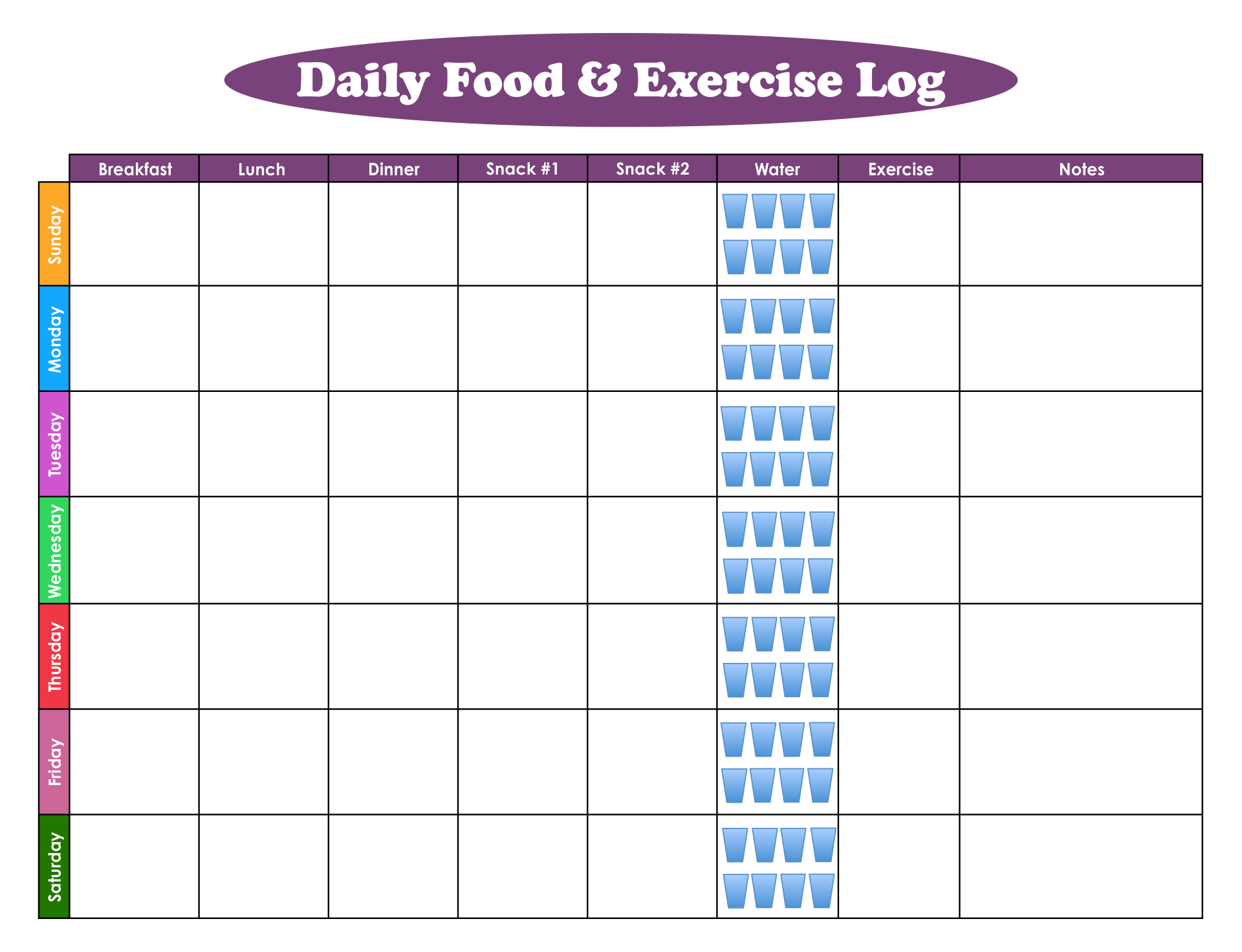 Printable Food and Exercise Log Journal