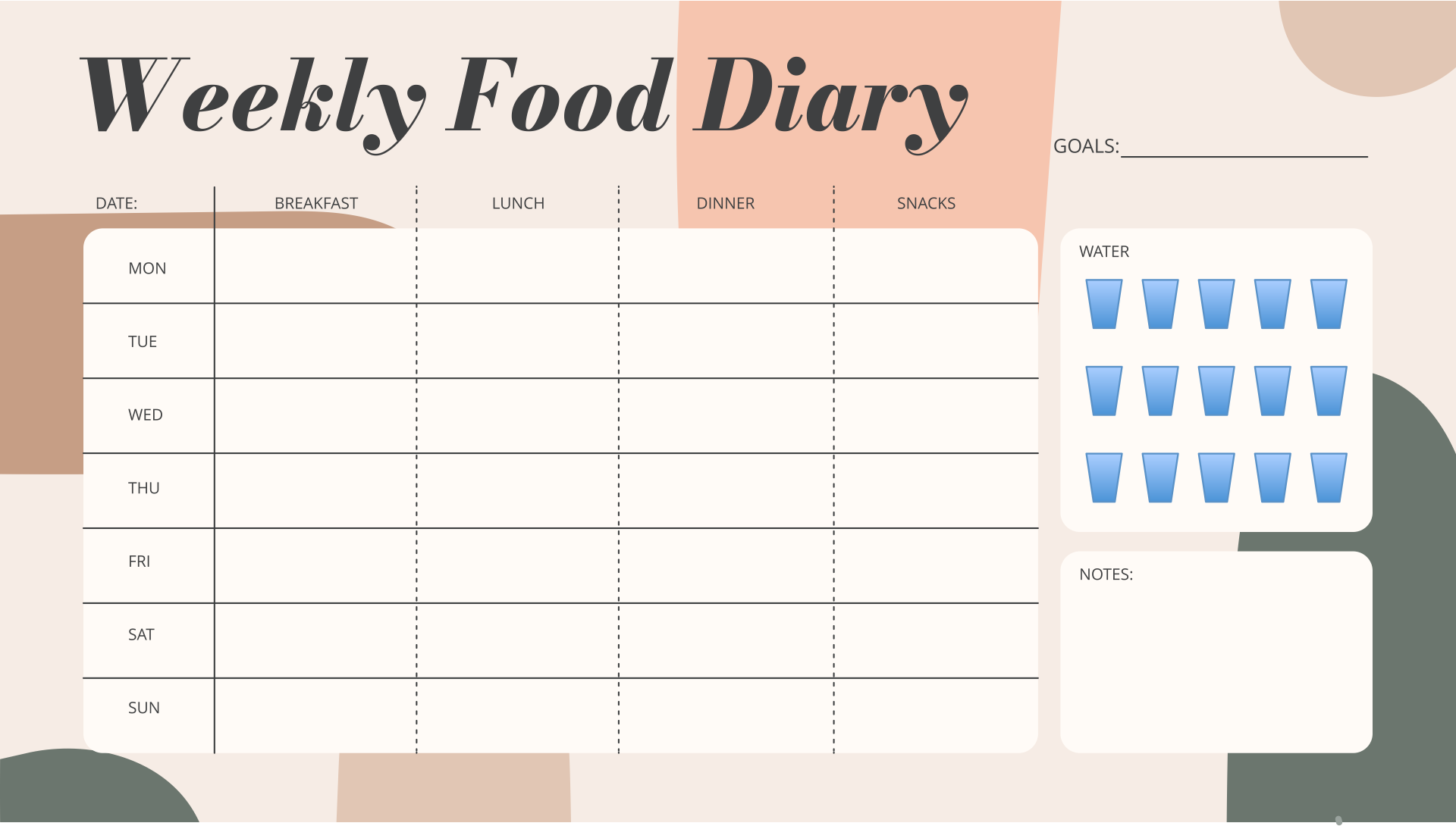 Printable Food Diary