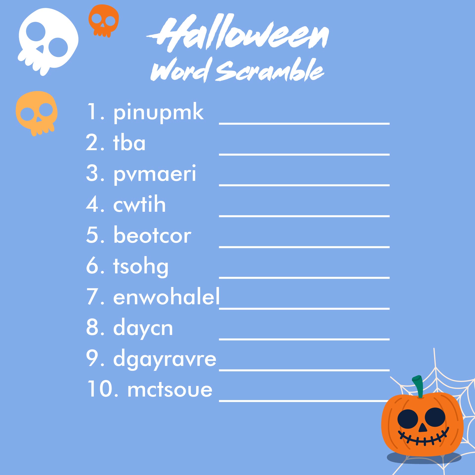 15 Best Halloween Word Scramble Printable Image