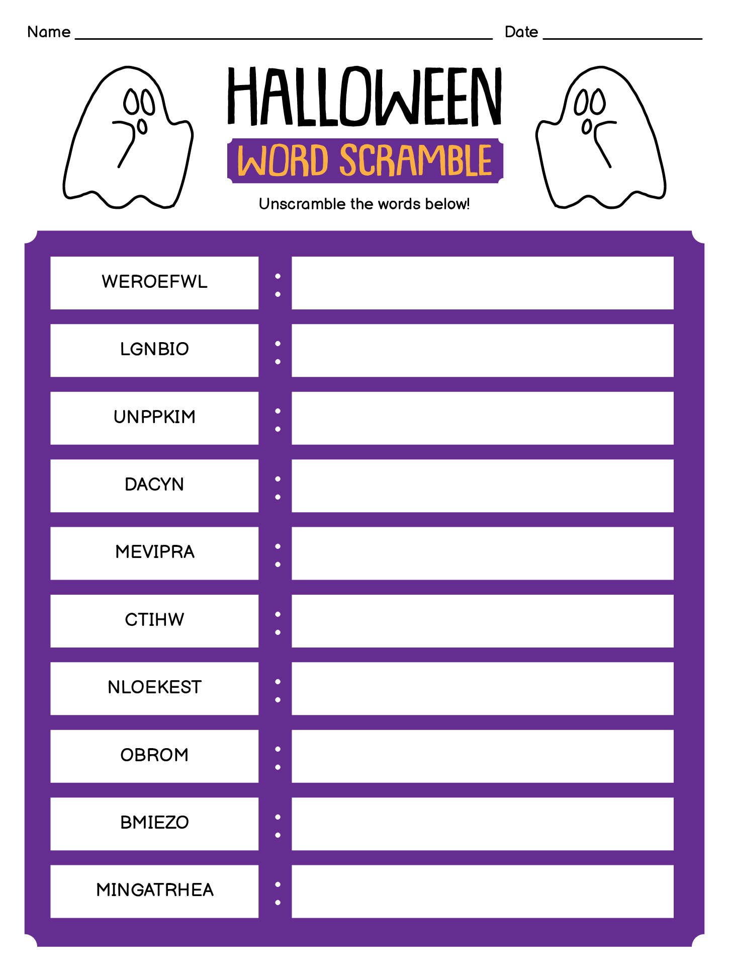 15 Best Halloween Word Scramble Printable PDF For Free At Printablee