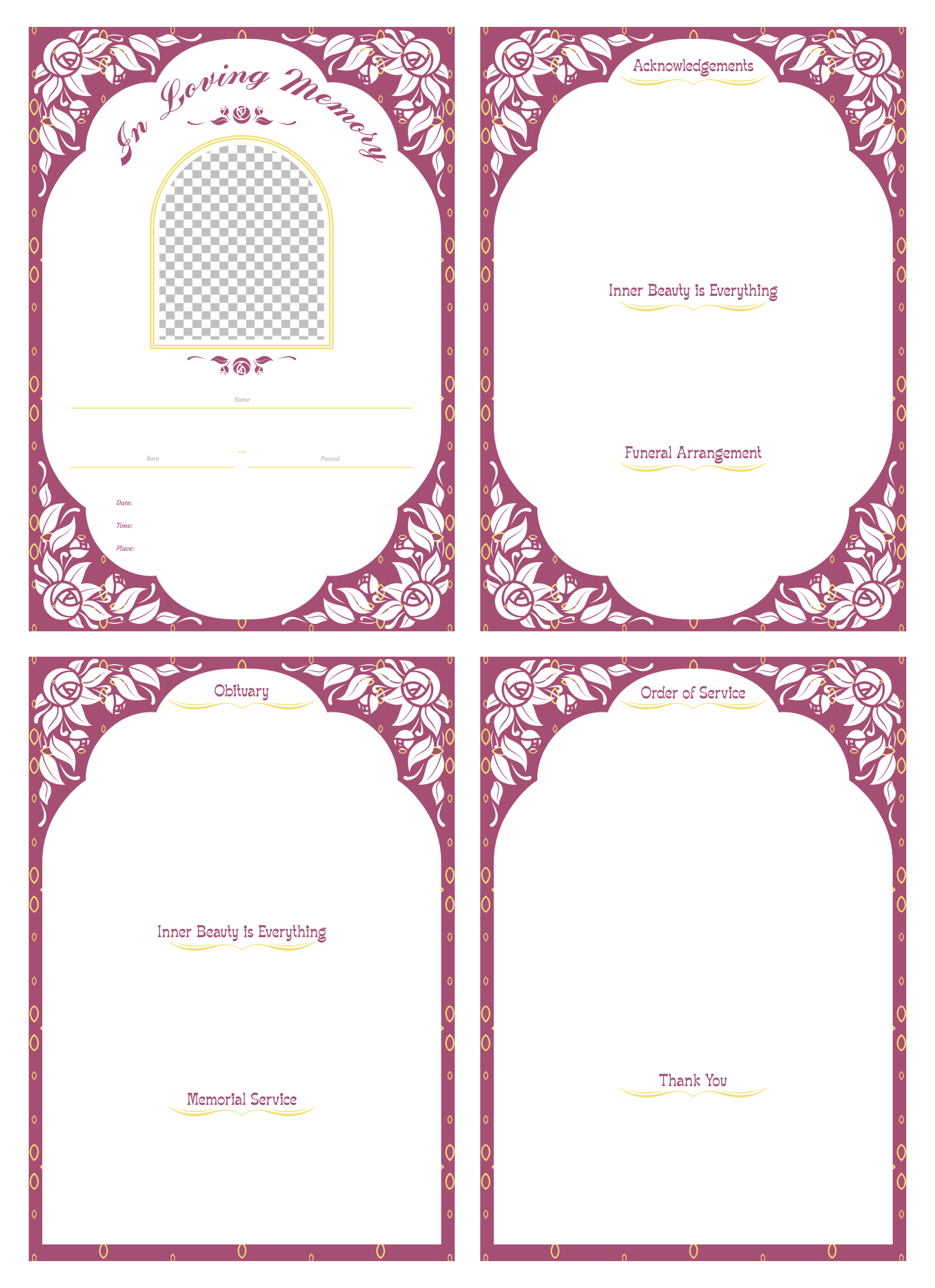 Printable Memorial Service Templates