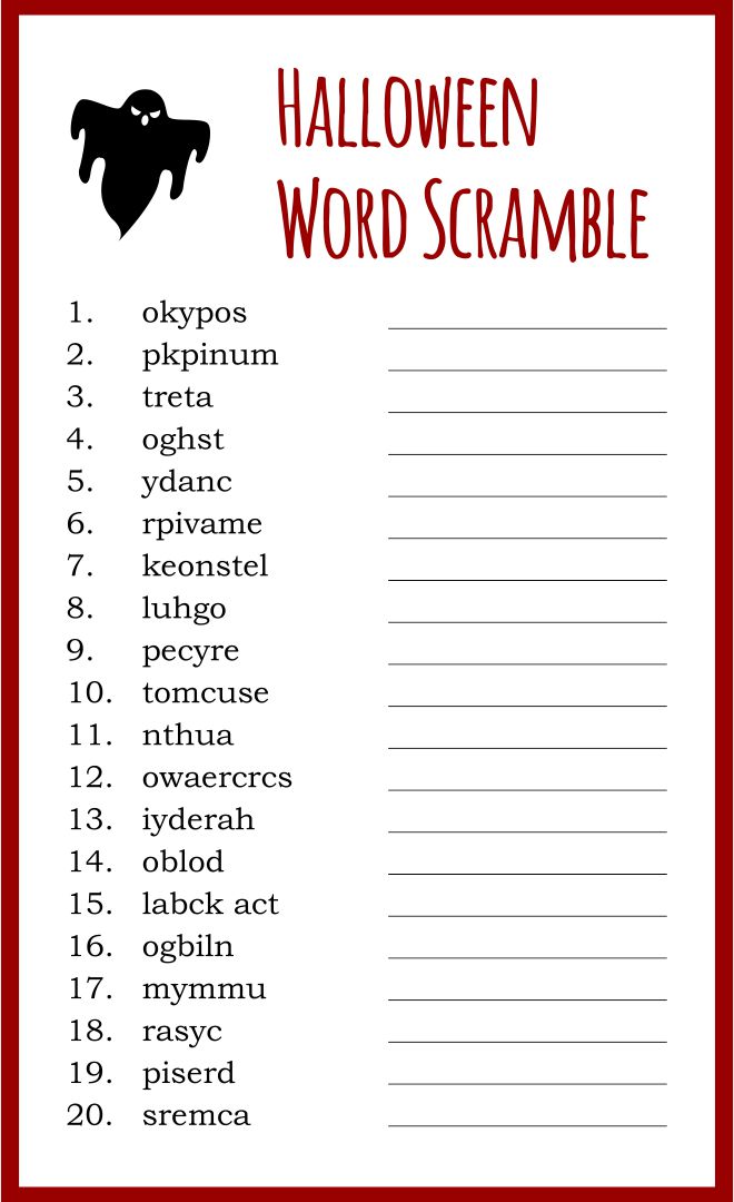 15 Best Halloween Word Scramble Printable - printablee.com