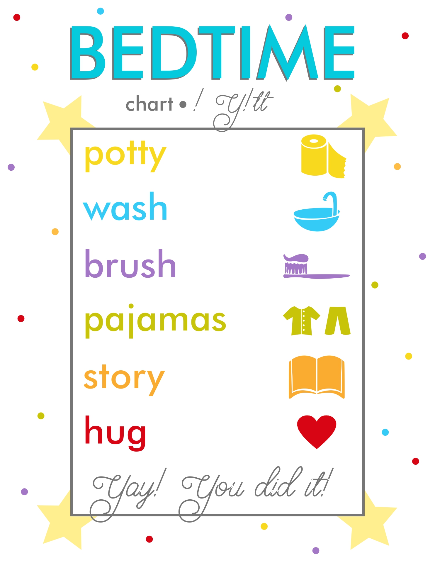 Bedtime Routine Chart for Toddlers