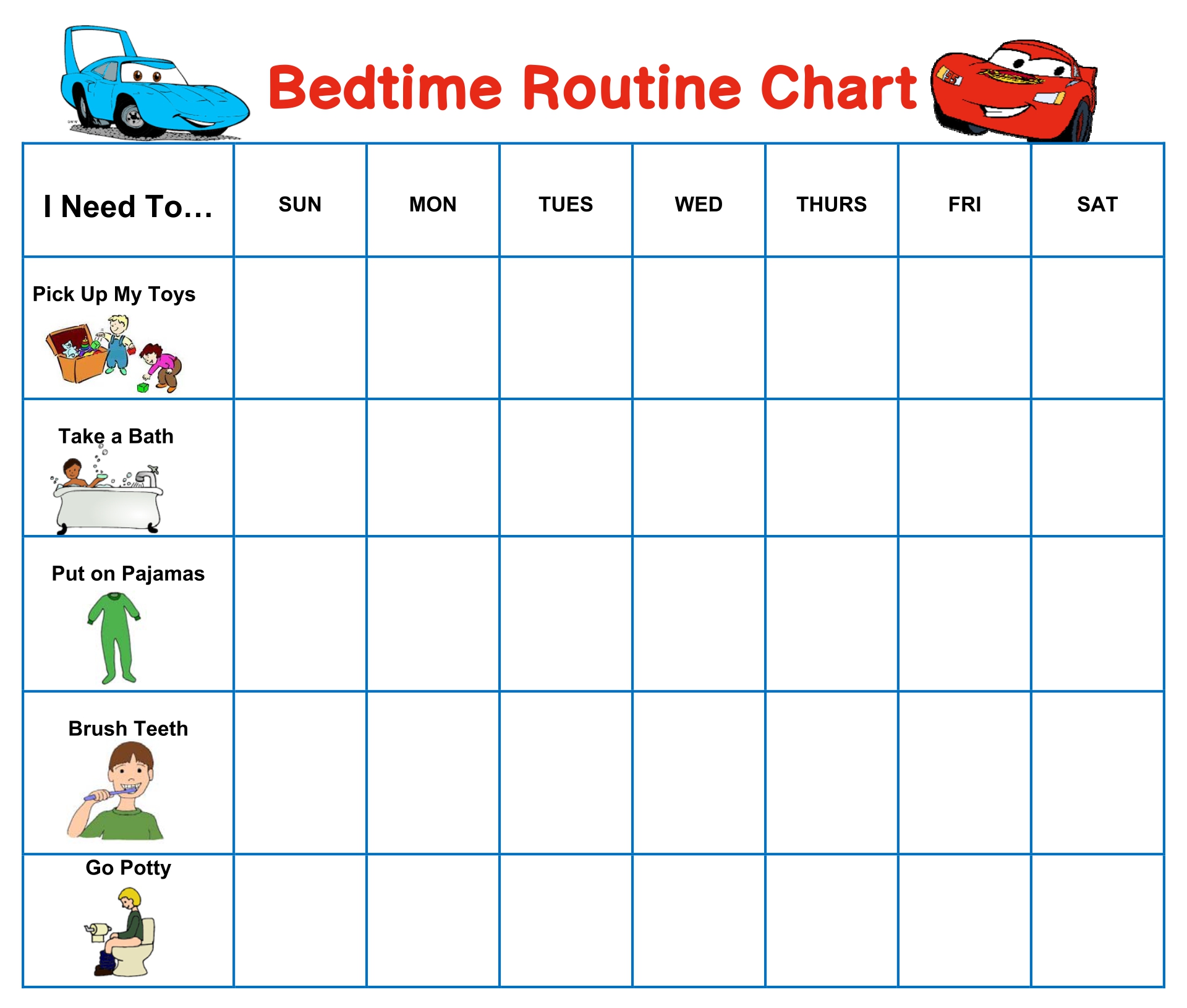 Bedtime Routine Chart Printable Printable Templates