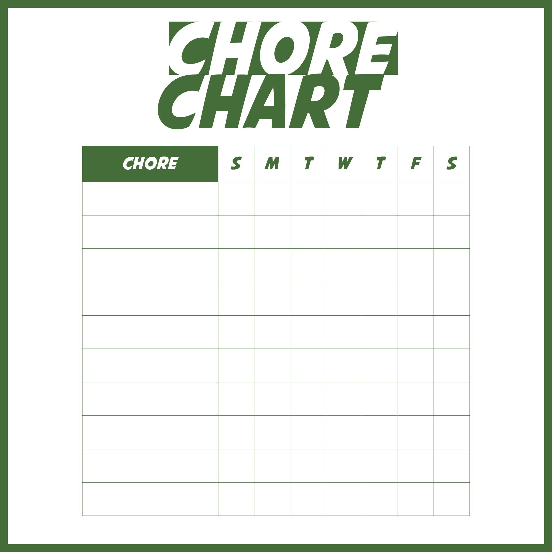 Printable Chore Chart Templates