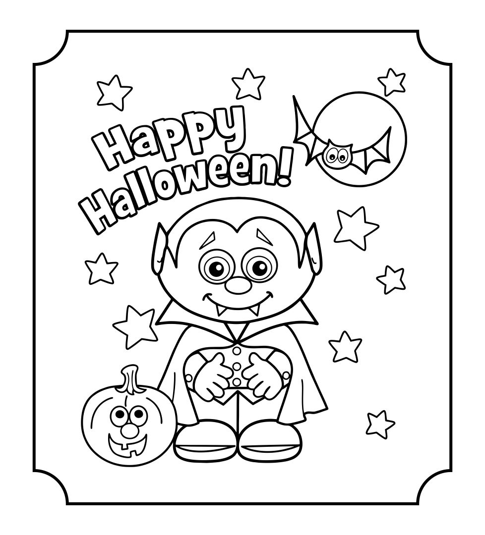 Printable Halloween Coloring Cards
