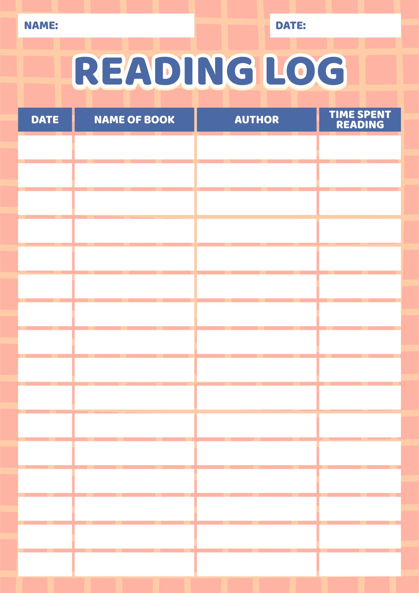 Reading Log Printable