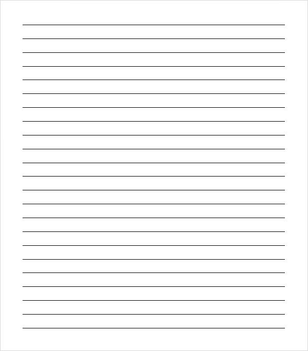 Printable Lined Paper College Ruled Notebook