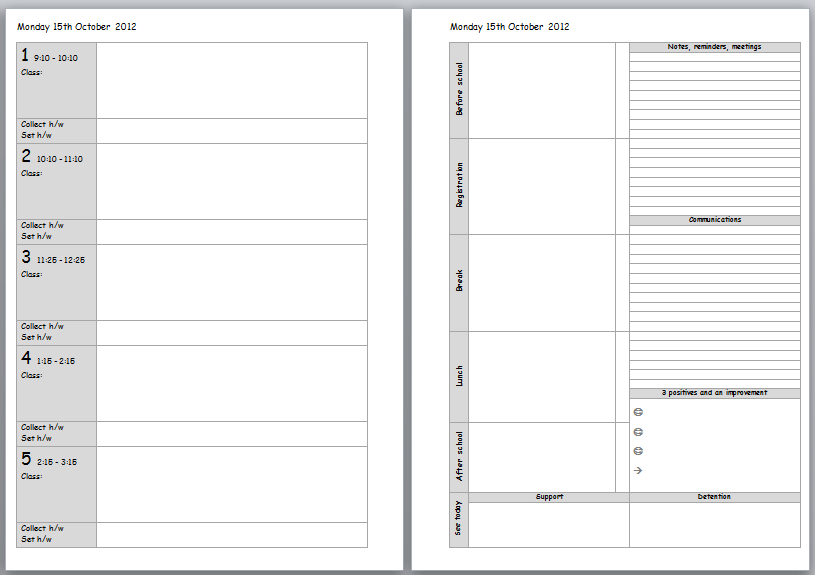 Printable Teacher Planner Pages
