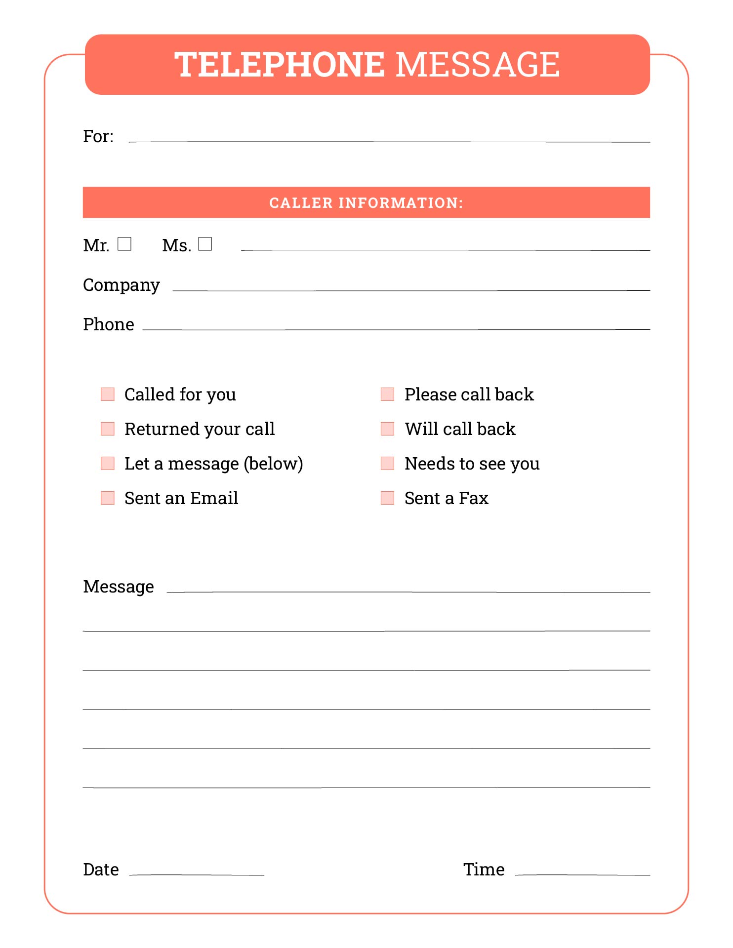 Printable Telephone Message Pads Templates