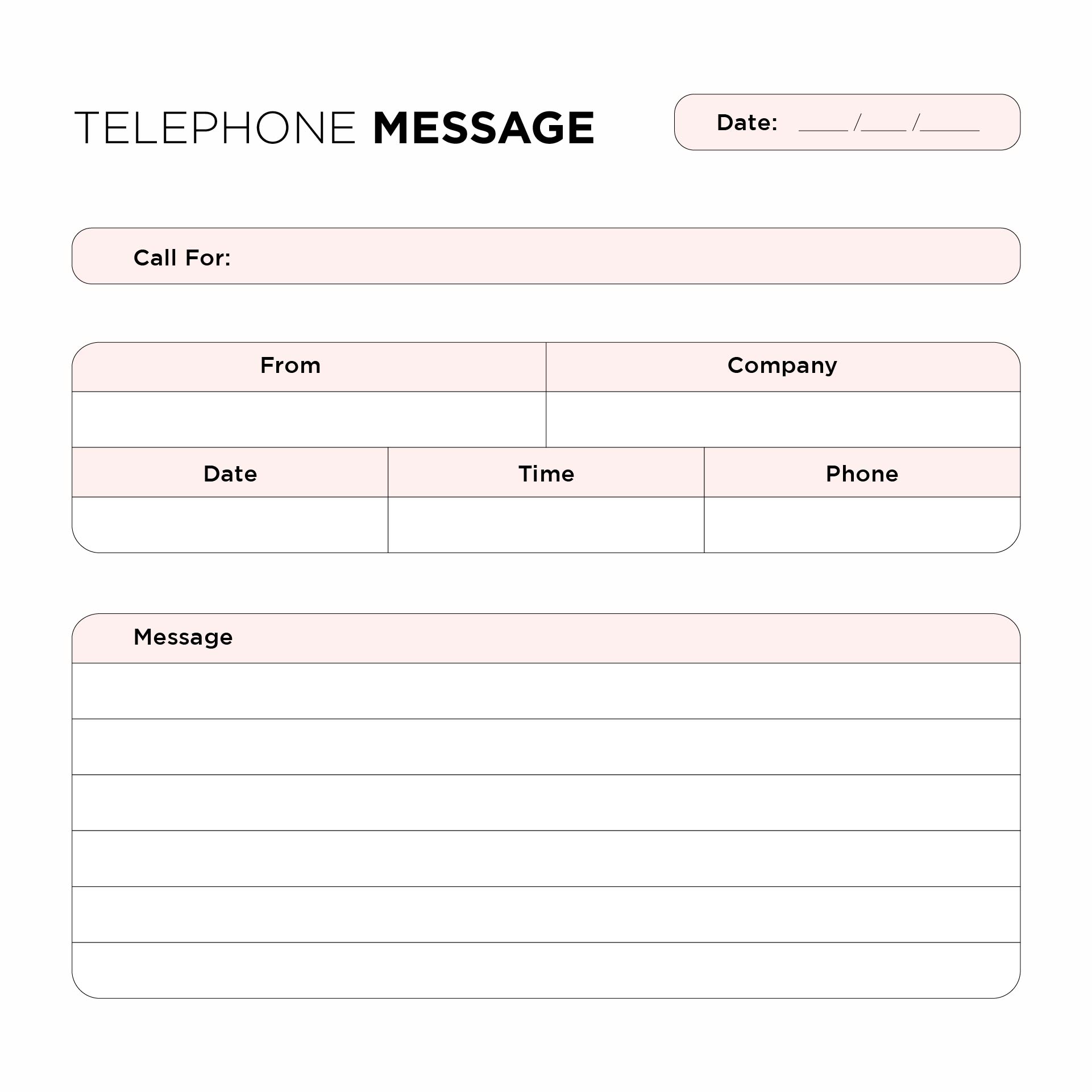Telephone Message Pad Template